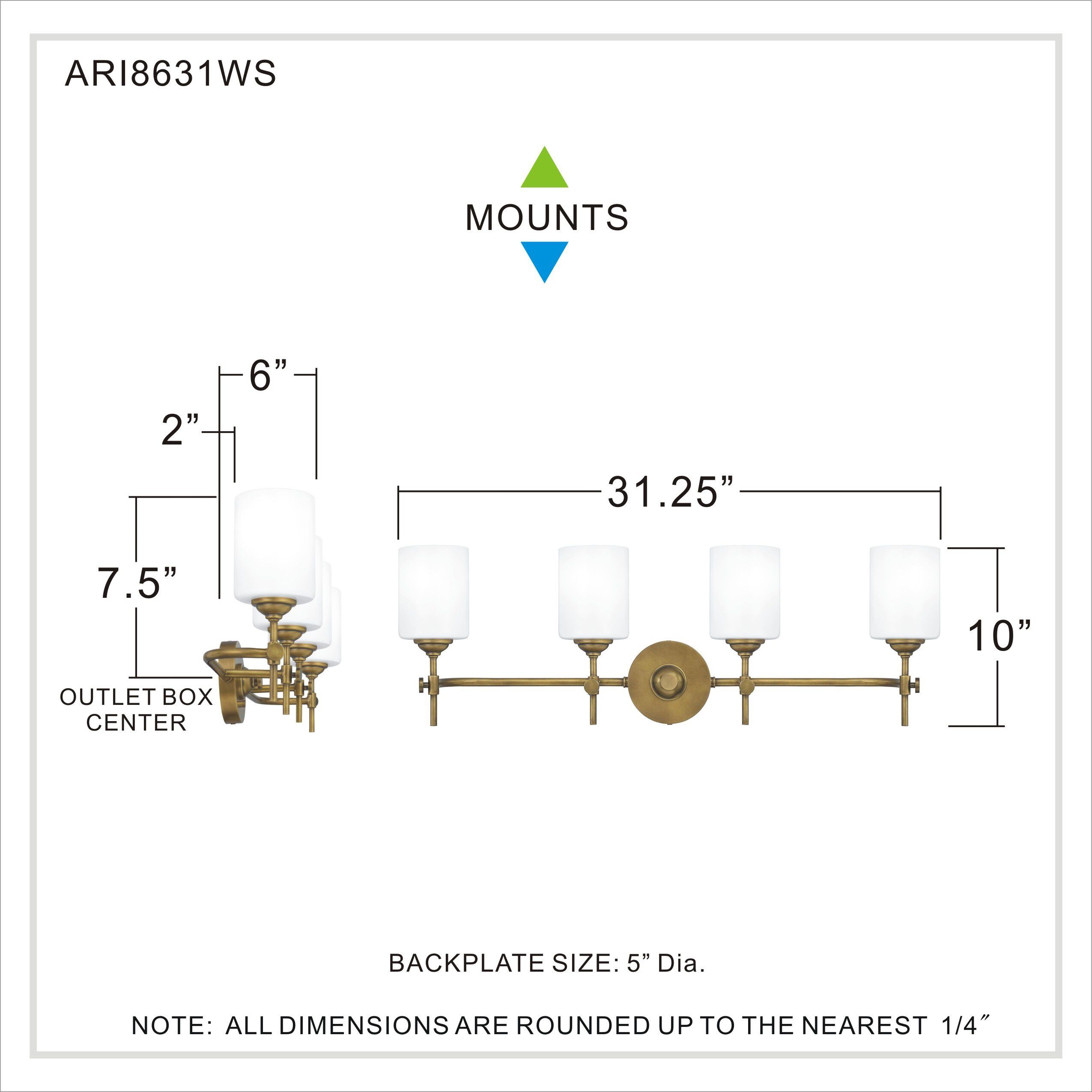 Aria 4 Light 31 inch Weathered Brass Bath Light Wall Light
