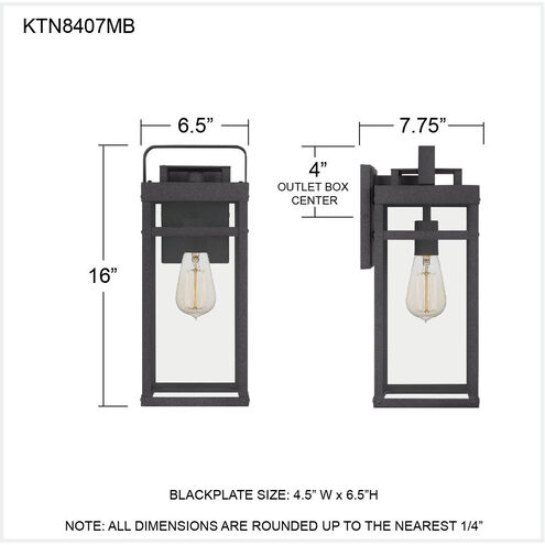 Keaton 1 Light 16 inch Mottled Black Outdoor Wall Lantern, Medium