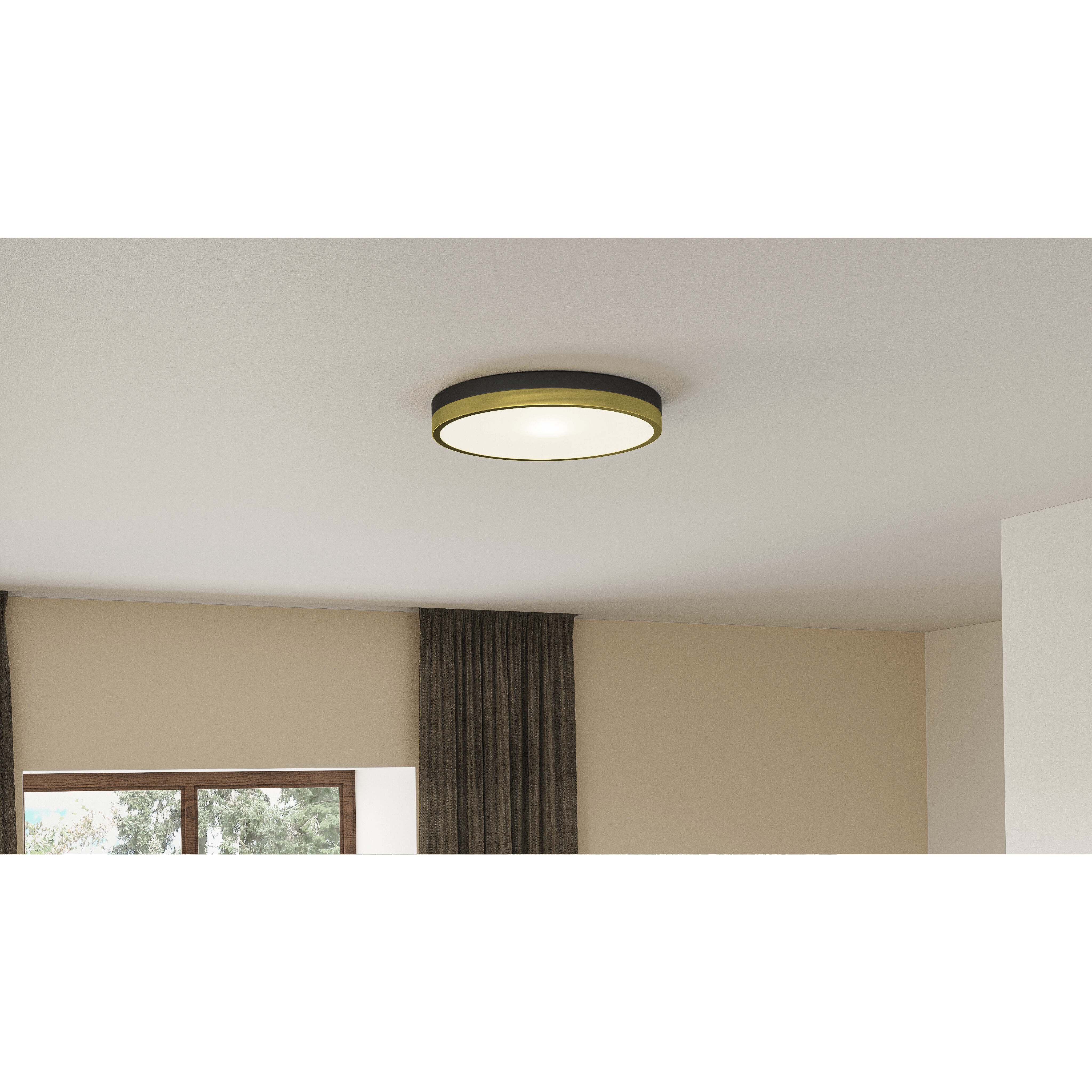 Weldin LED 15 inch Matte Black Gold Flush Mount Ceiling Light