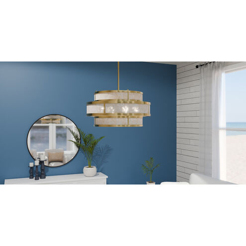 Stoneland 6 Light 24 inch Brushed Gold Pendant Ceiling Light