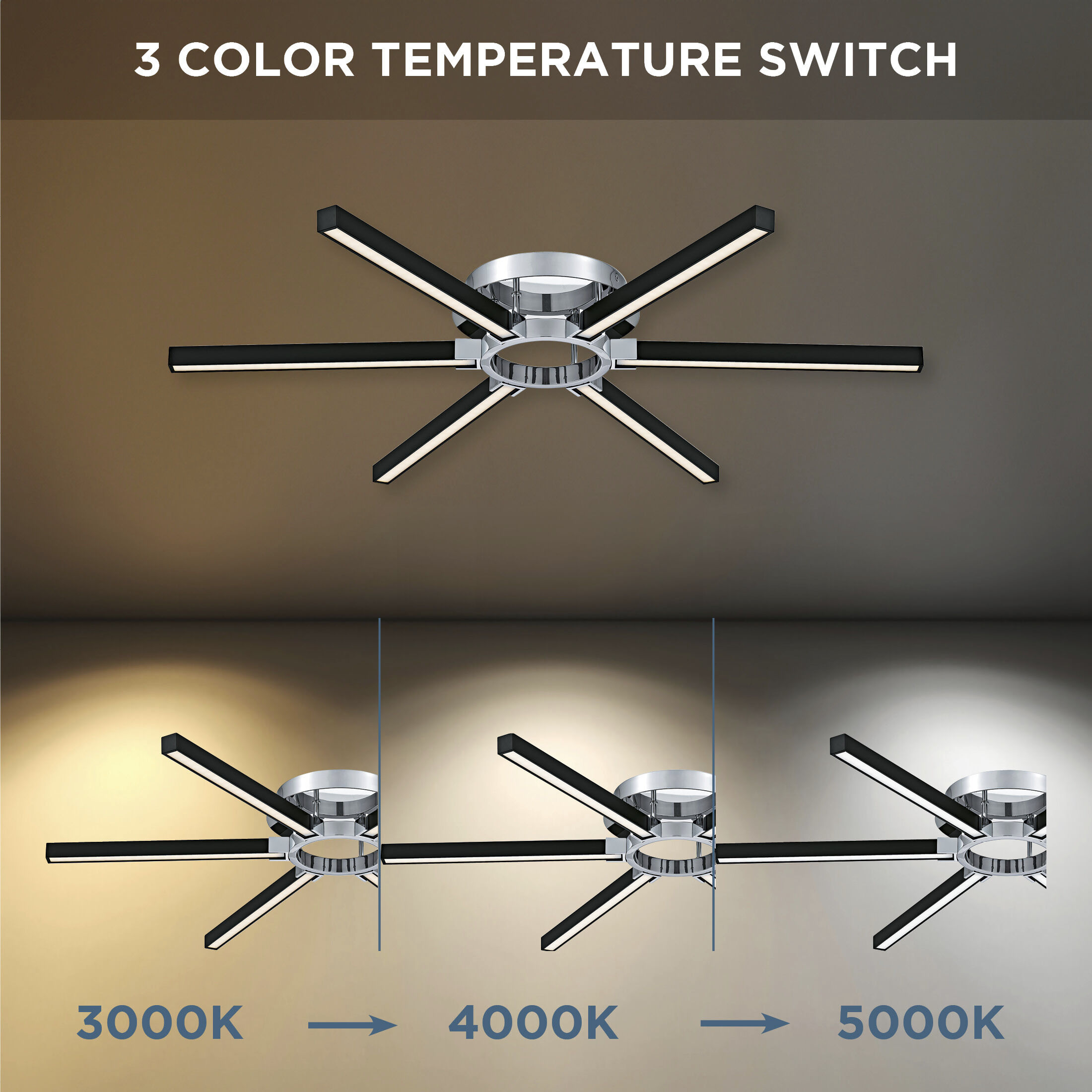 Zealand LED 36 inch Polished Chrome Semi-Flush Mount Ceiling Light, Extra Large