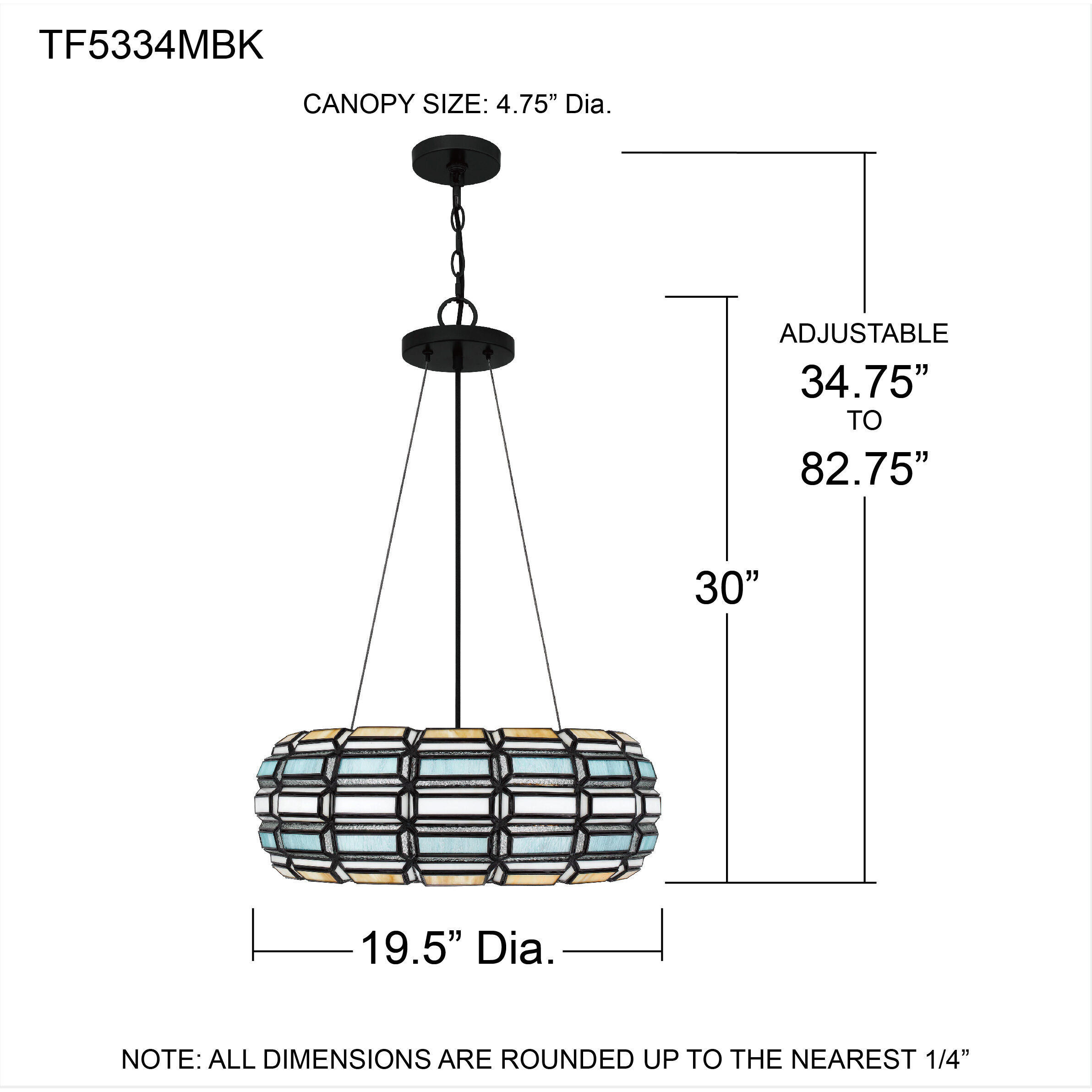 Shanghai 3 Light 20 inch Matte Black Pendant Ceiling Light