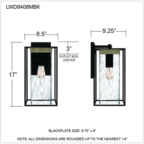 Longwood 1 Light 17 inch Matte Black Outdoor Wall Lantern