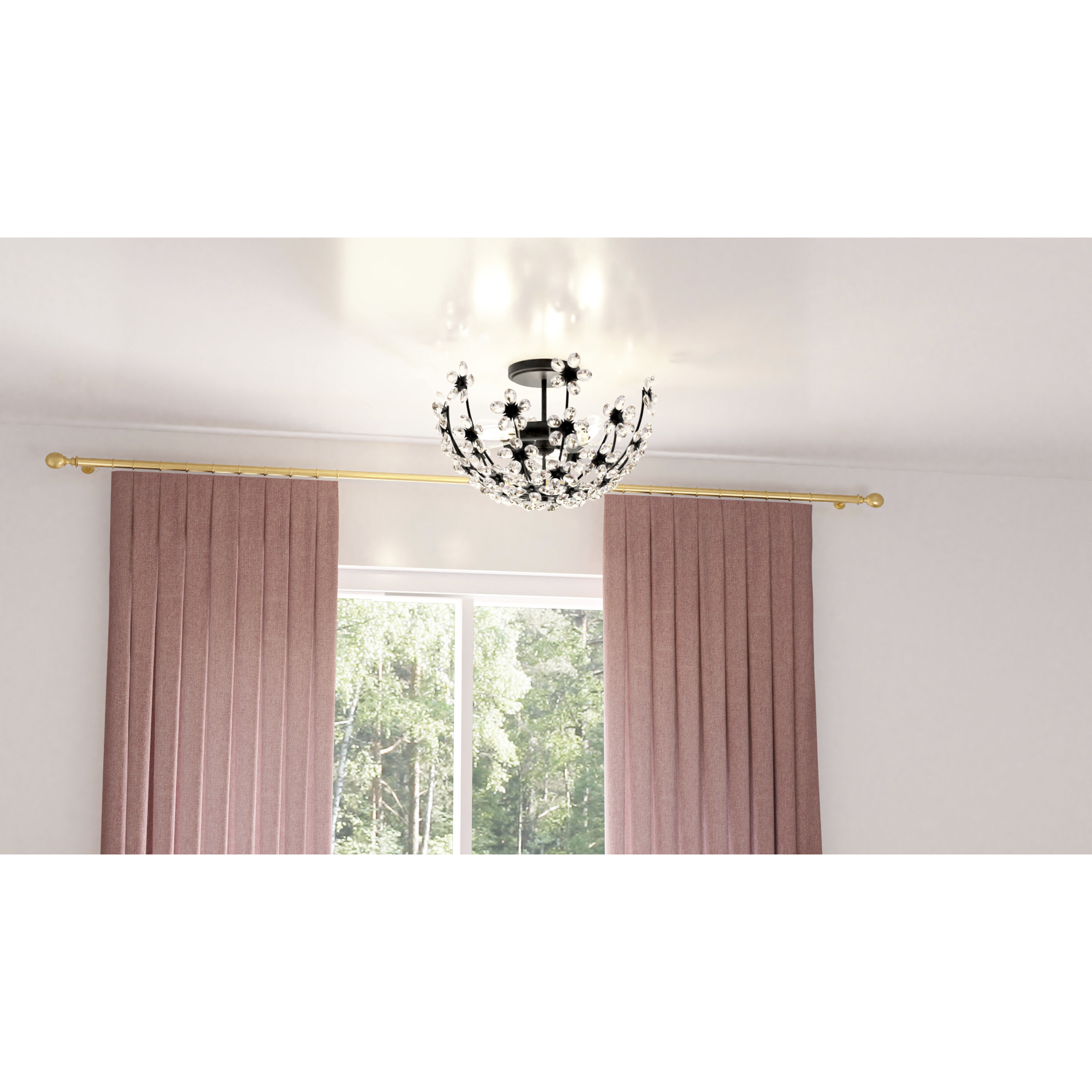 Rosemary 3 Light 15.75 inch Matte Black Semi-Flush Mount Ceiling Light, Medium