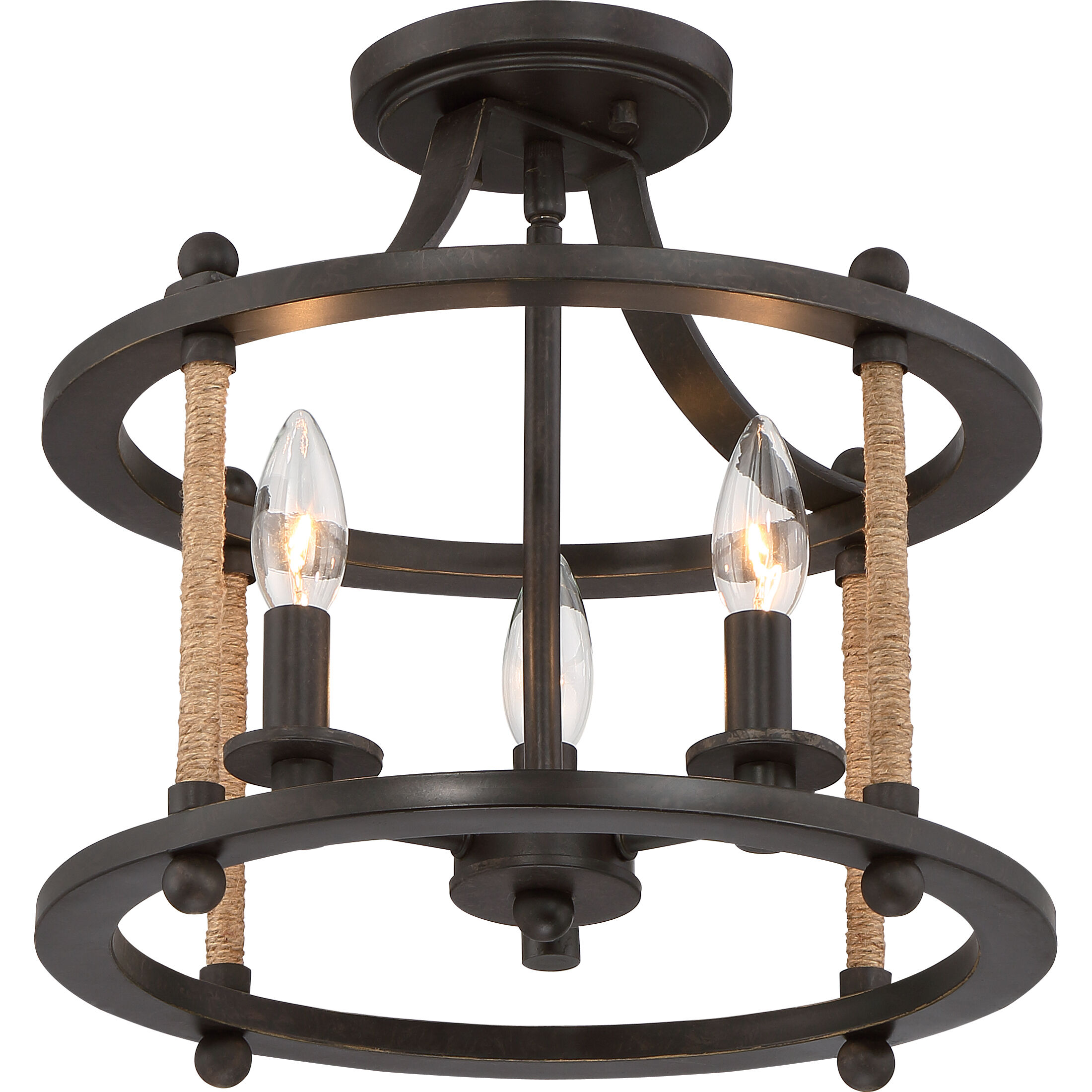 Frontier 3 Light 13 inch Imperial Bronze Semi-Flush Mount Ceiling Light