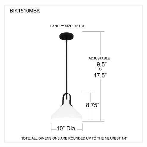 Brink 1 Light 10 inch Matte Black Mini Pendant Ceiling Light