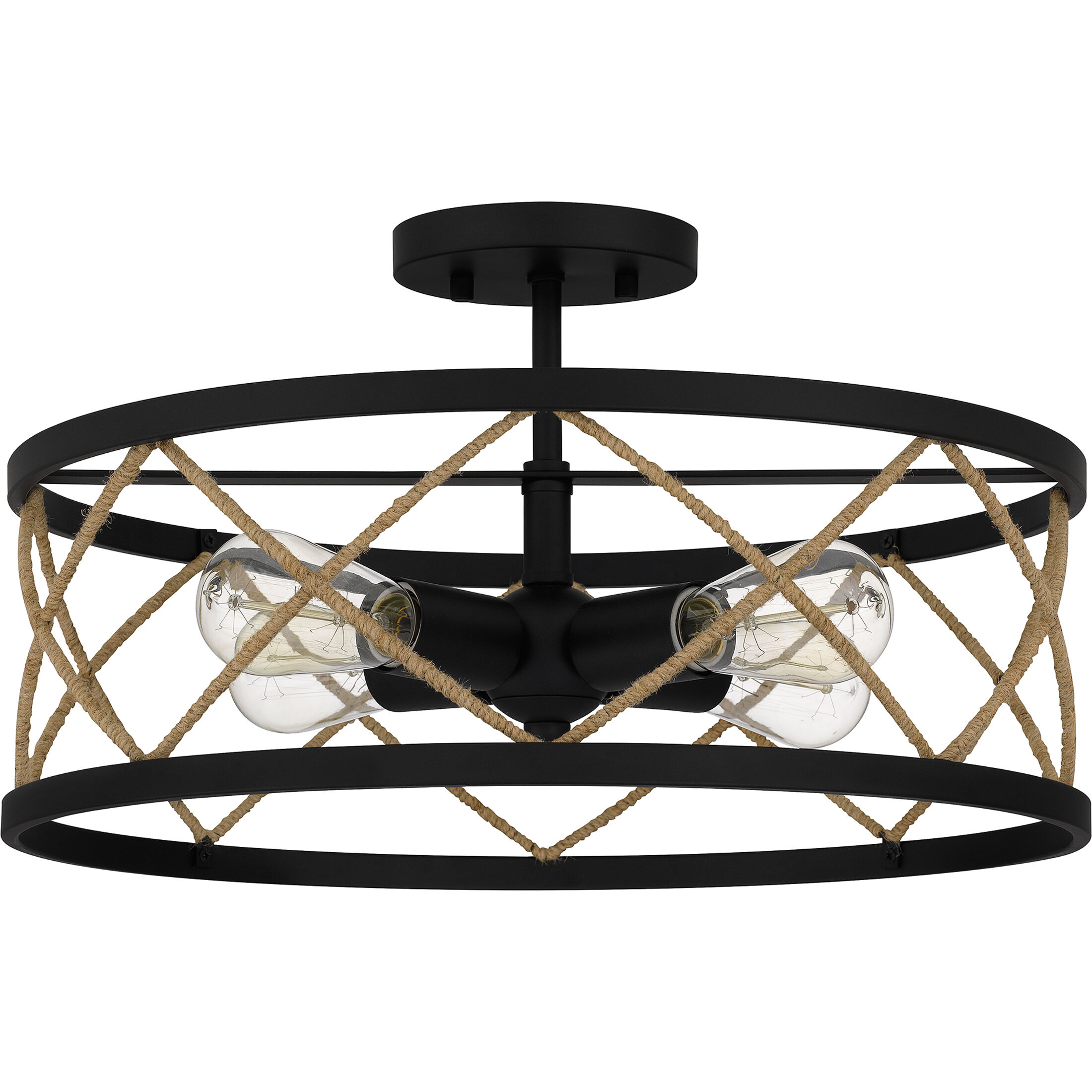 Cedar Park 4 Light 18 inch Matte Black Semi-Flush Mount Ceiling Light