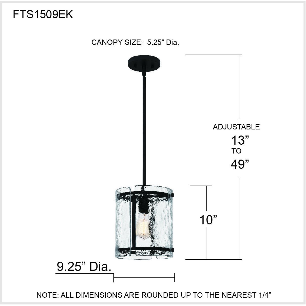 Fortress 1 Light 9.25 inch Earth Black Mini Pendant Ceiling Light