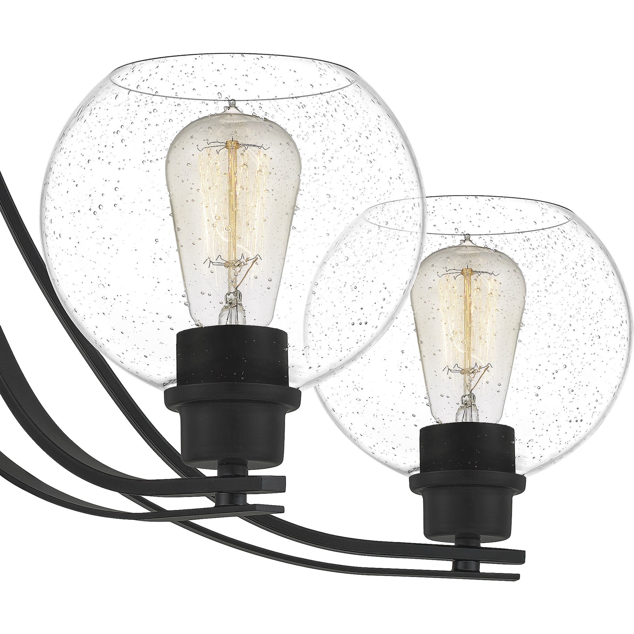 Pruitt 9 Light 34 inch Matte Black Chandelier Ceiling Light in Clear Seedy Glass