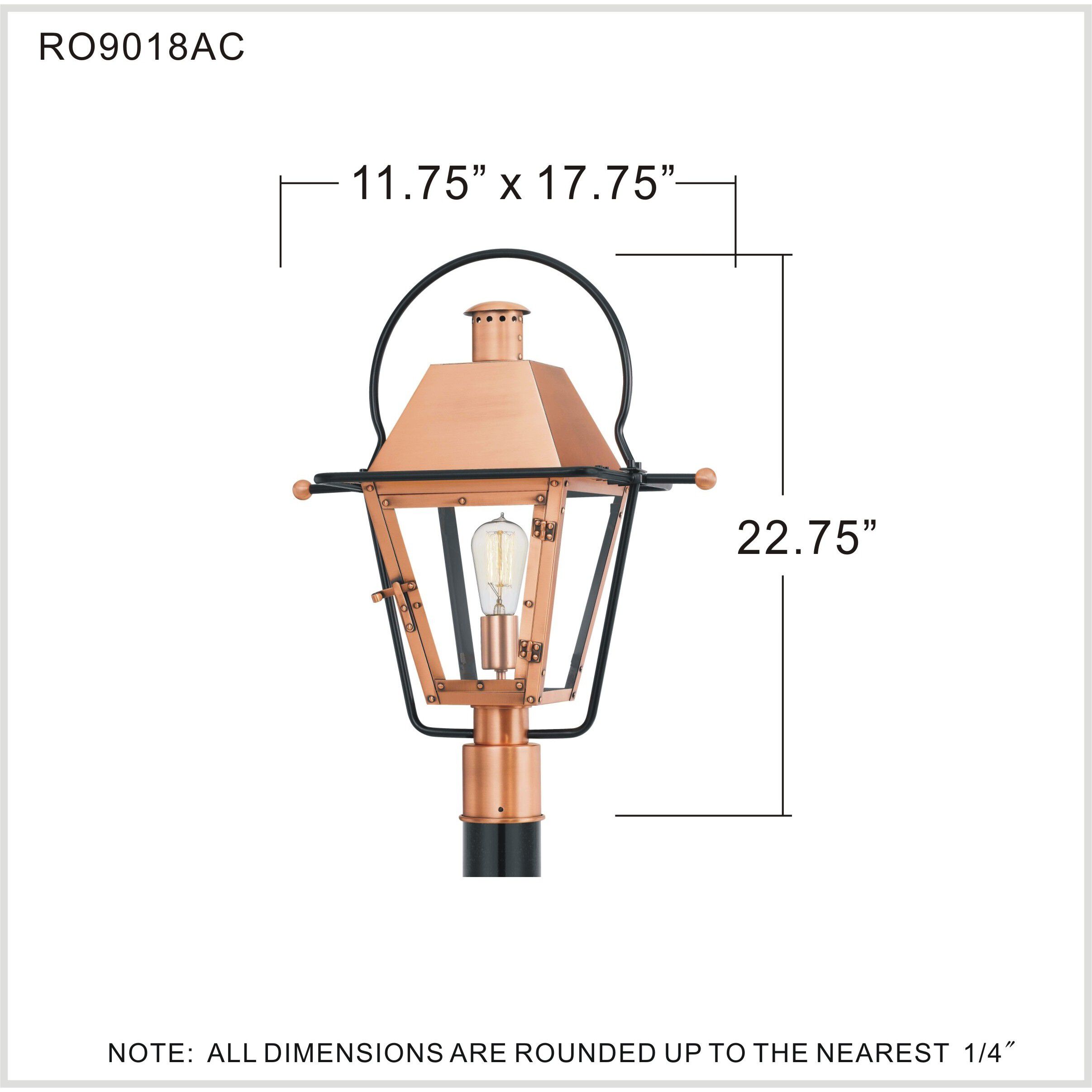 Rue De Royal 1 Light 23 inch Aged Copper Outdoor Post Lantern