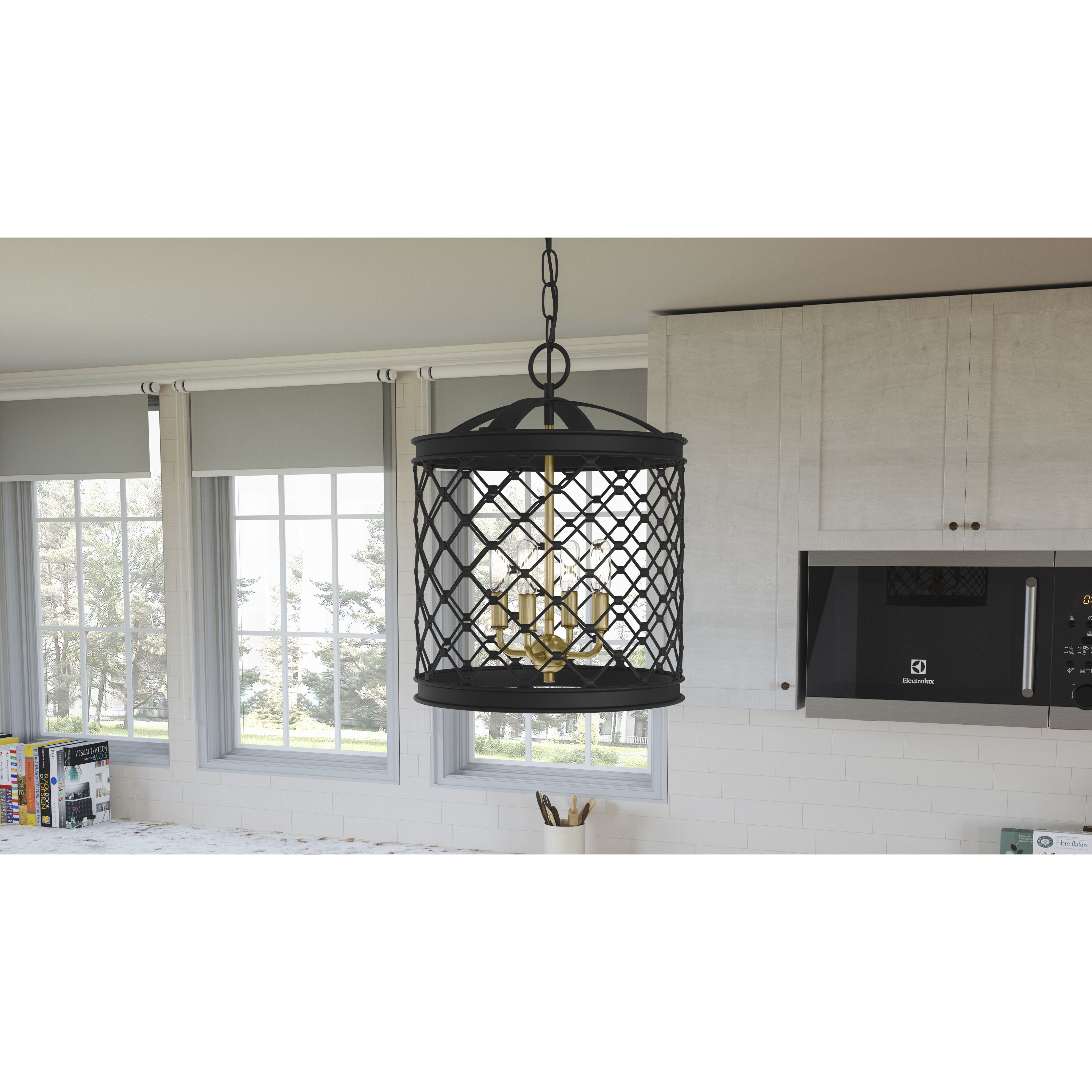 Calais 4 Light 14.75 inch Earth Black Pendant Ceiling Light