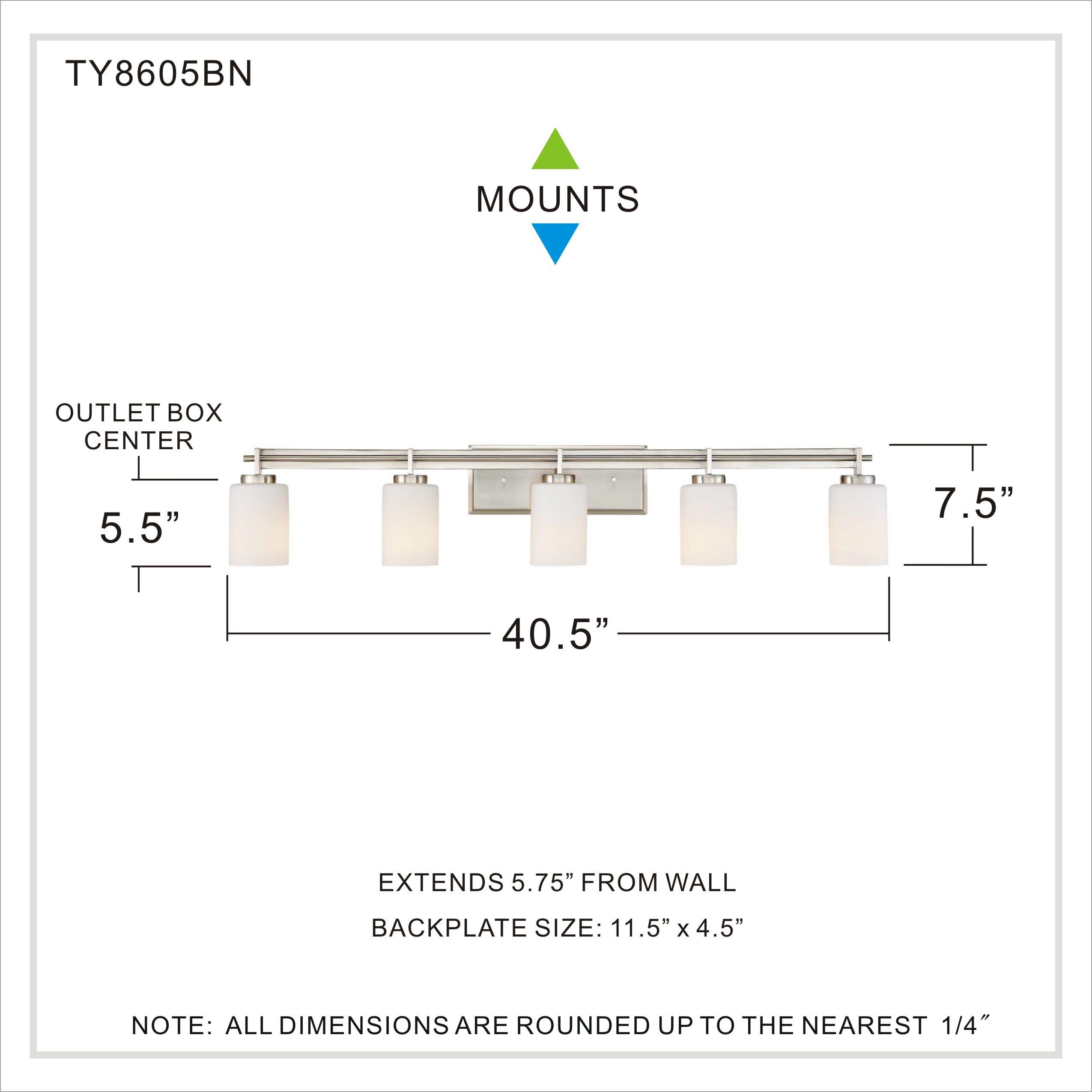Quoizel TY8605BN Taylor 5 Light 41 inch Brushed Nickel Bath