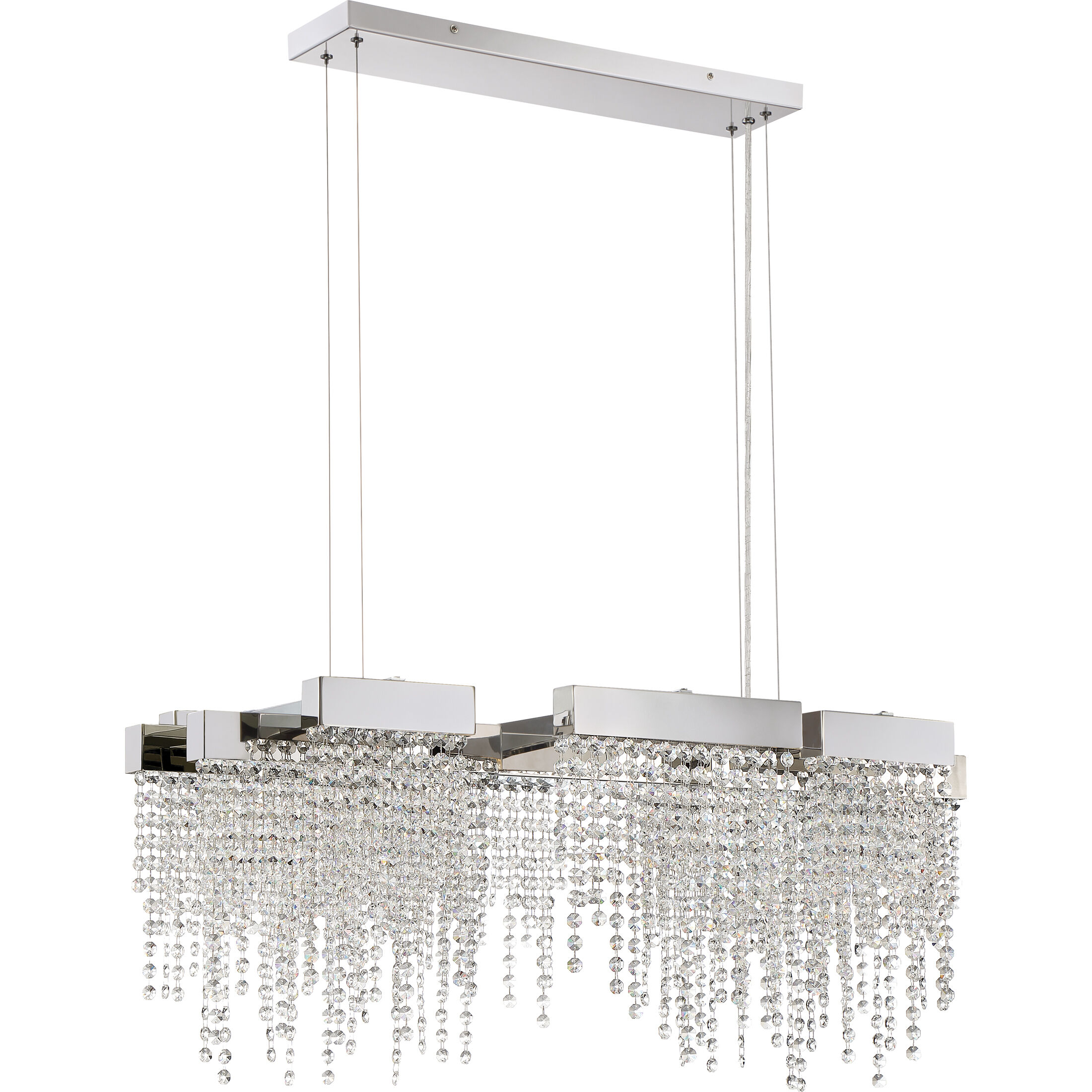 Crystal Falls LED 34 inch Polished Nickel Island Chandelier Ceiling Light