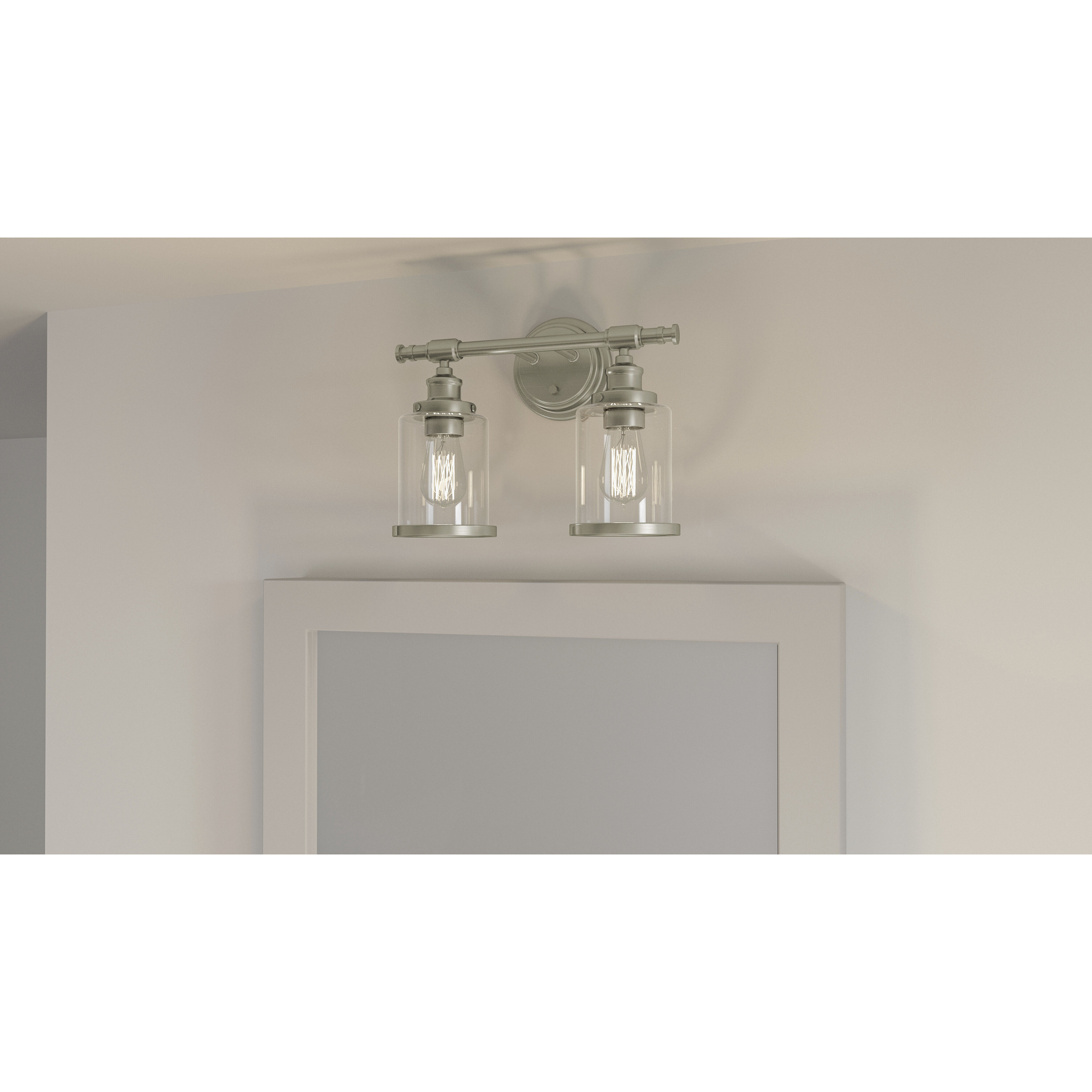 Dixie 2 Light 15 inch Brushed Nickel Bath Light Wall Light