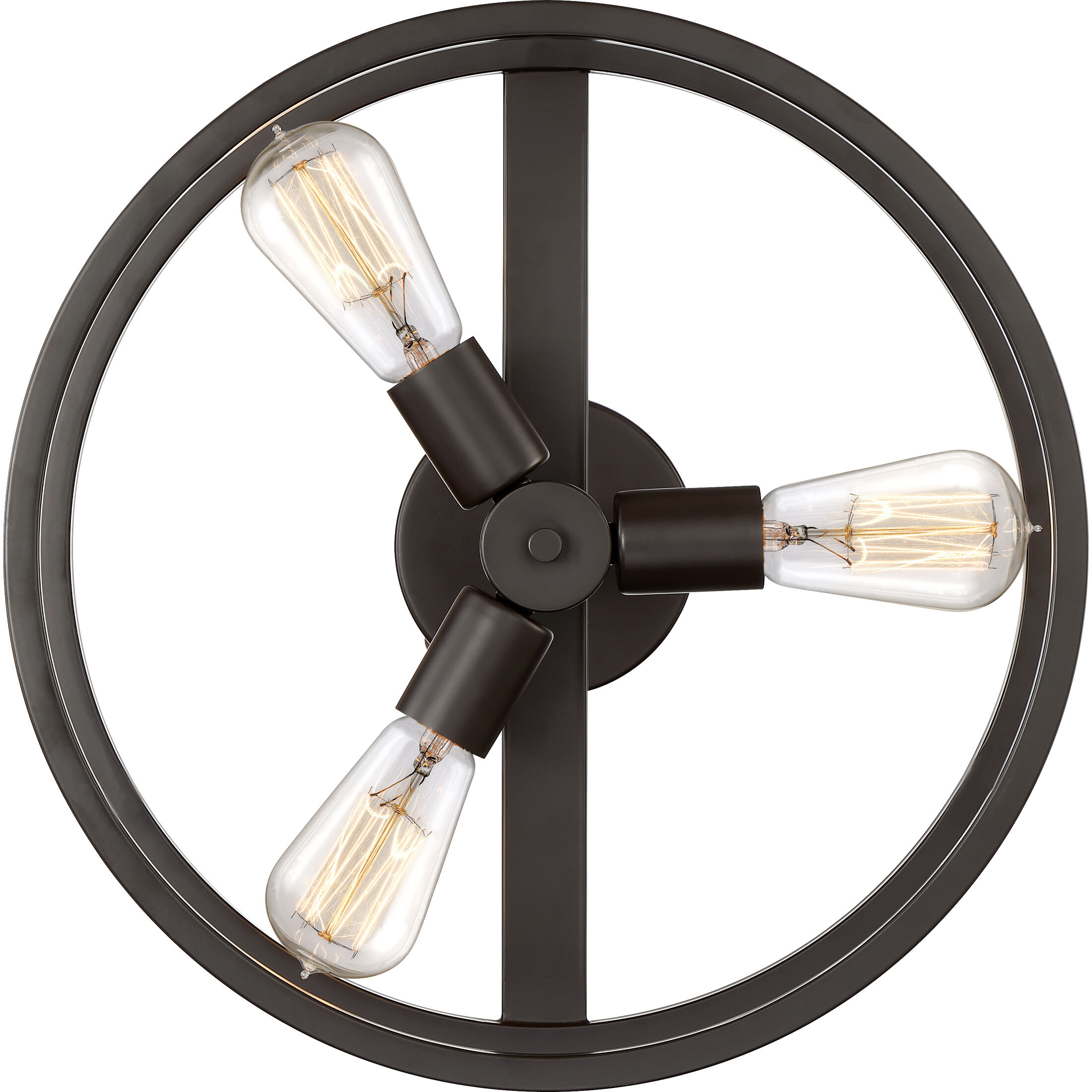 New Harbor 3 Light 15 inch Western Bronze Semi-Flush Mount Ceiling Light