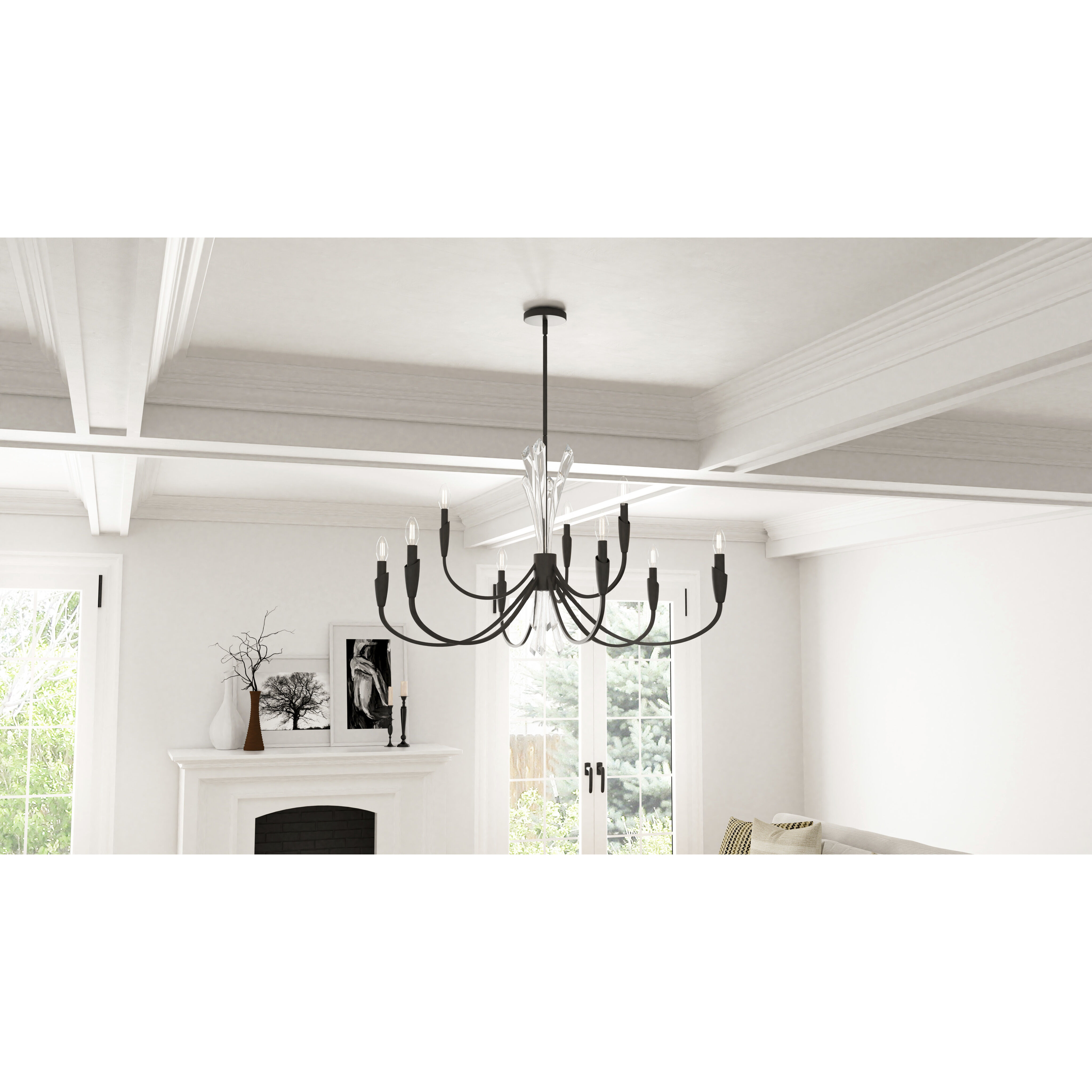 Cecily 9 Light 40 inch Matte Black Chandelier Ceiling Light