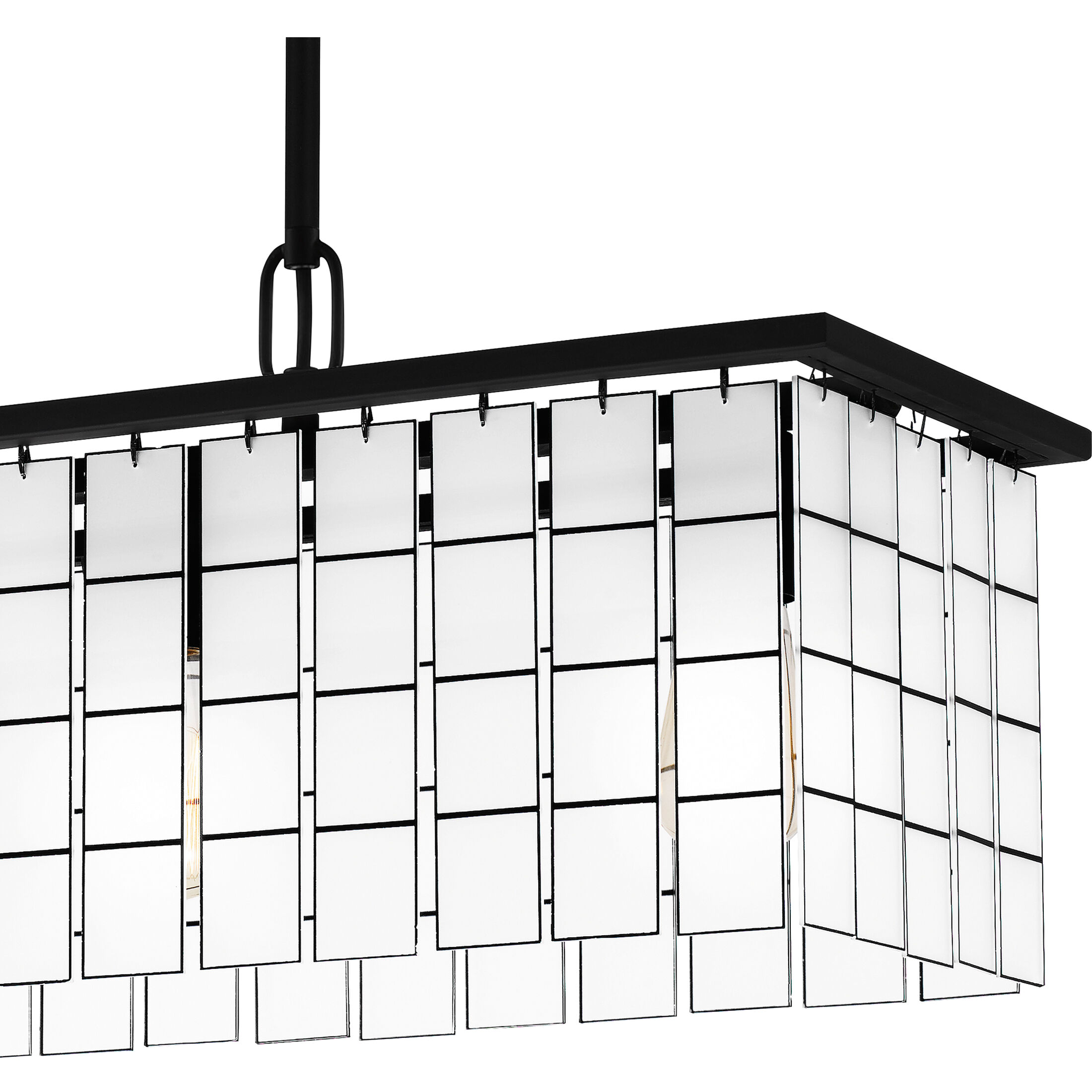 Seigler 4 Light 34 inch Matte Black Island Light Ceiling Light in Etched Glass