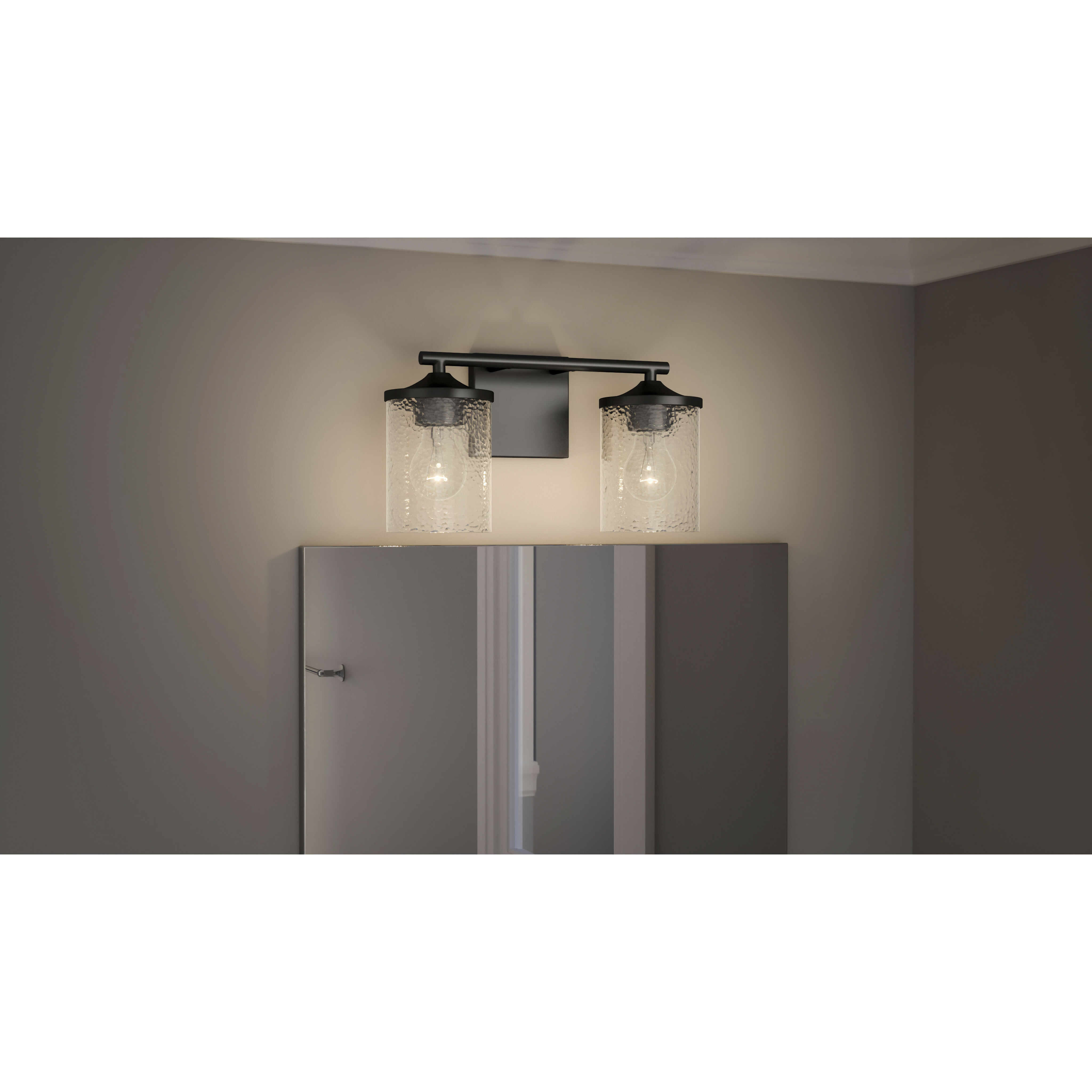 Abner 2 Light 14 inch Matte Black Bath Light Wall Light