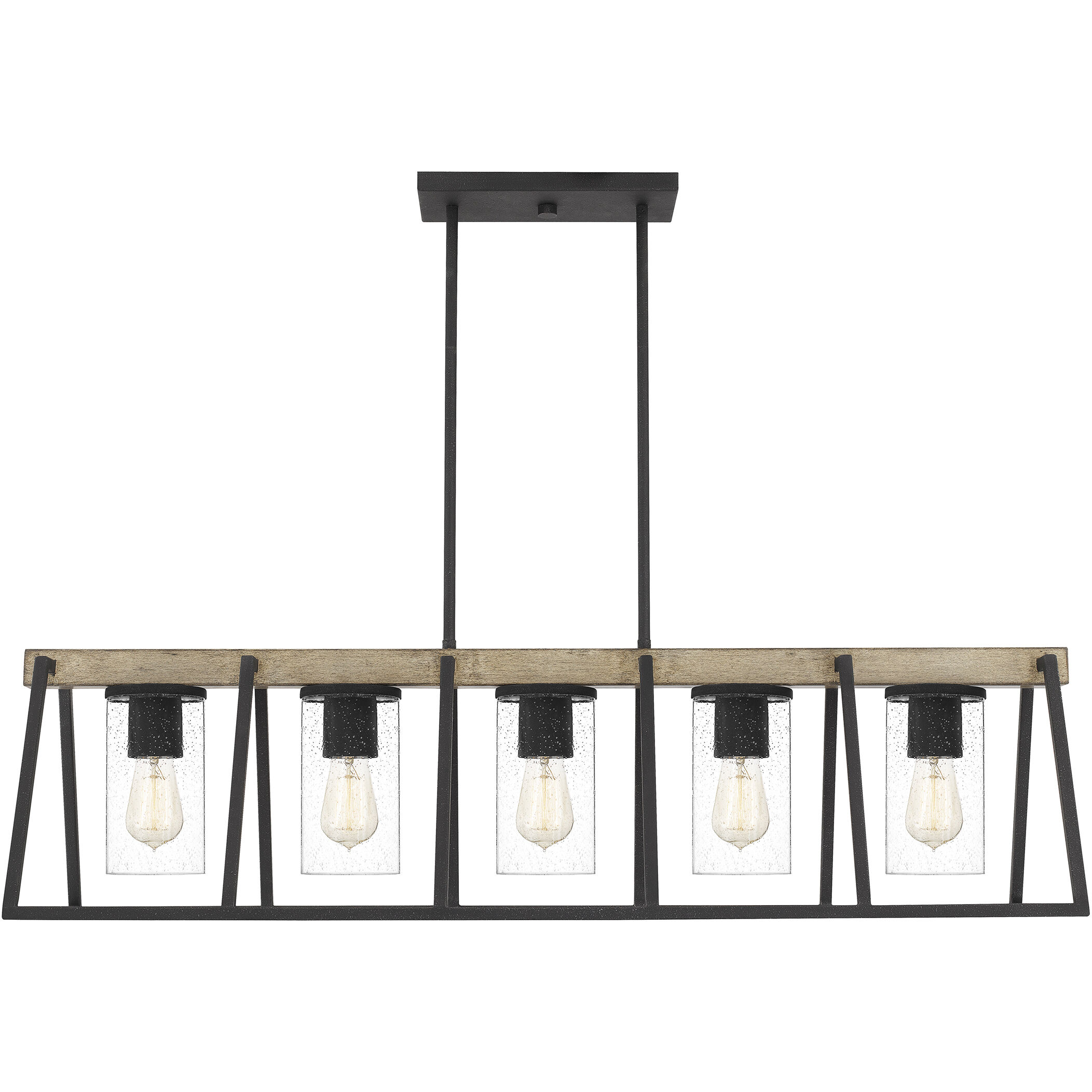 Brockton 5 Light 42 inch Grey Ash Linear Chandelier Ceiling Light, Medium