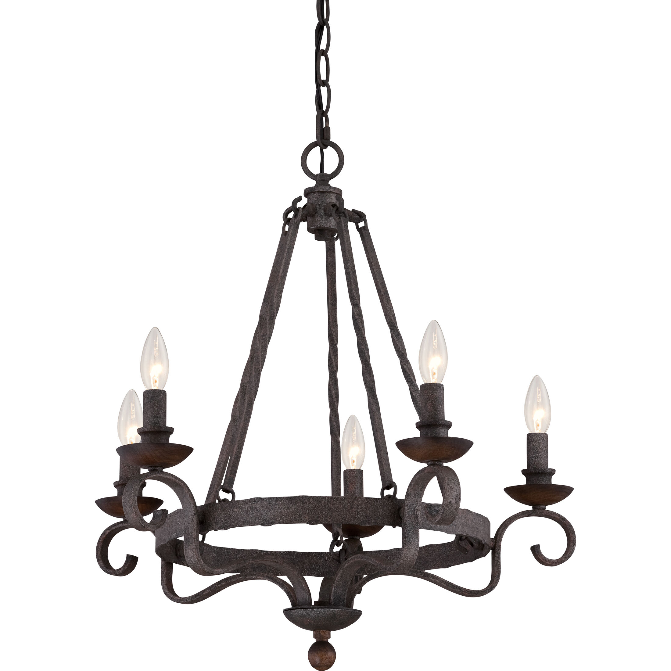 Noble 5 Light 24 inch Rustic Black Chandelier Ceiling Light