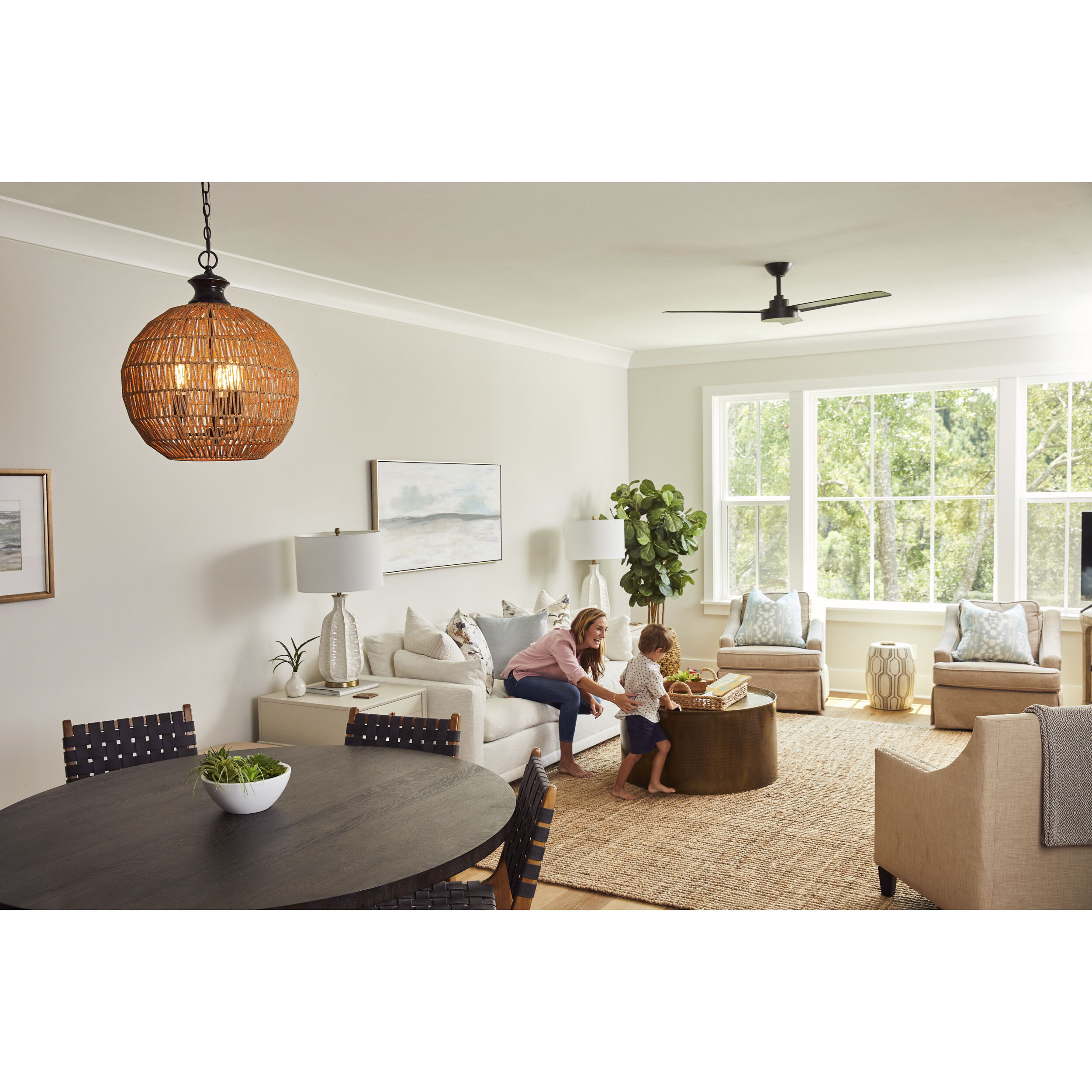 Casablanca 3 Light 18 inch Palladian Bronze Pendant Ceiling Light