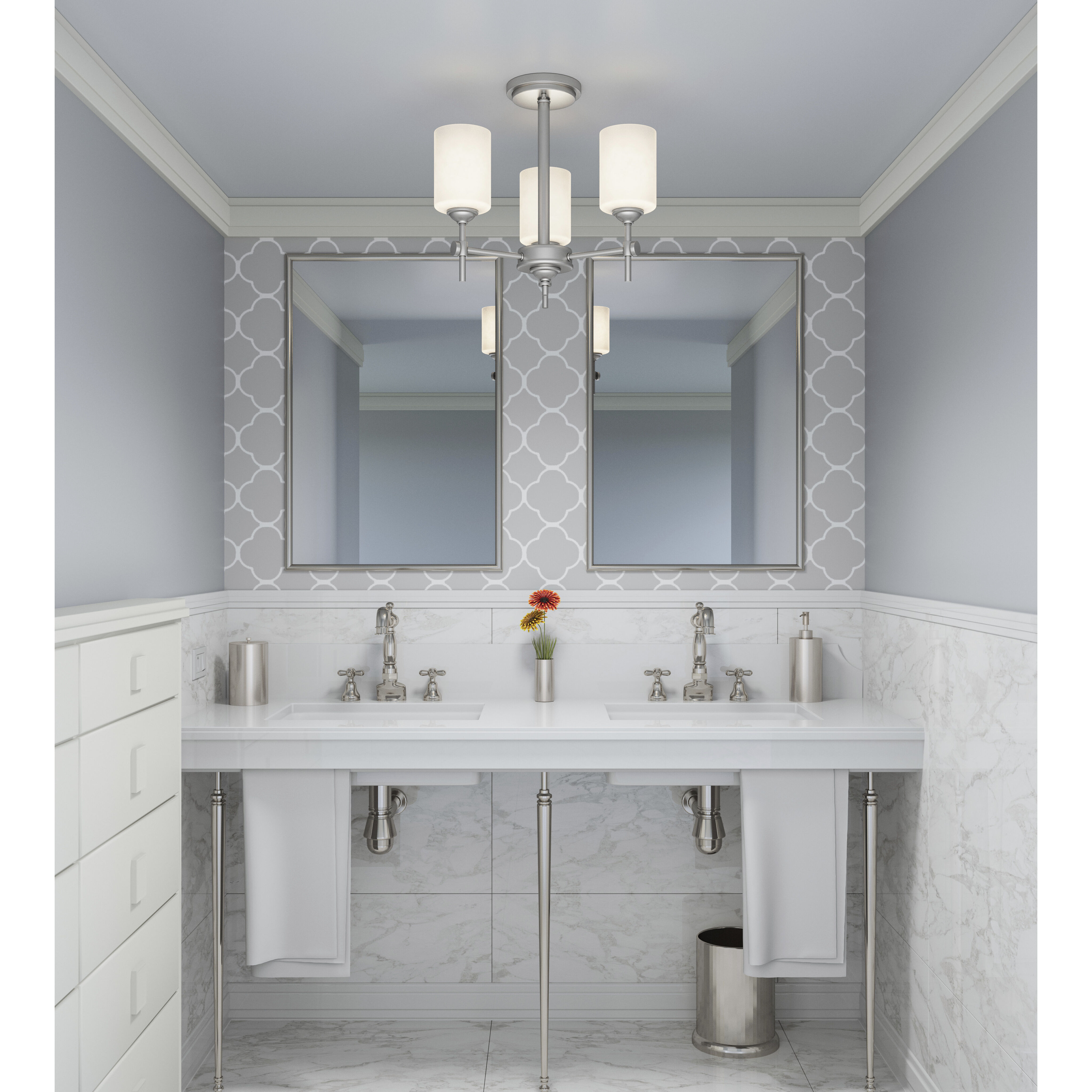 Quoizel ARI1717AP Aria 3 Light 17 inch Antique Polished Nickel Semi Flush Mount Ceiling Light