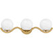 Spherical 3 Light 22.5 inch Aged Brass Bath Light Wall Light, Large