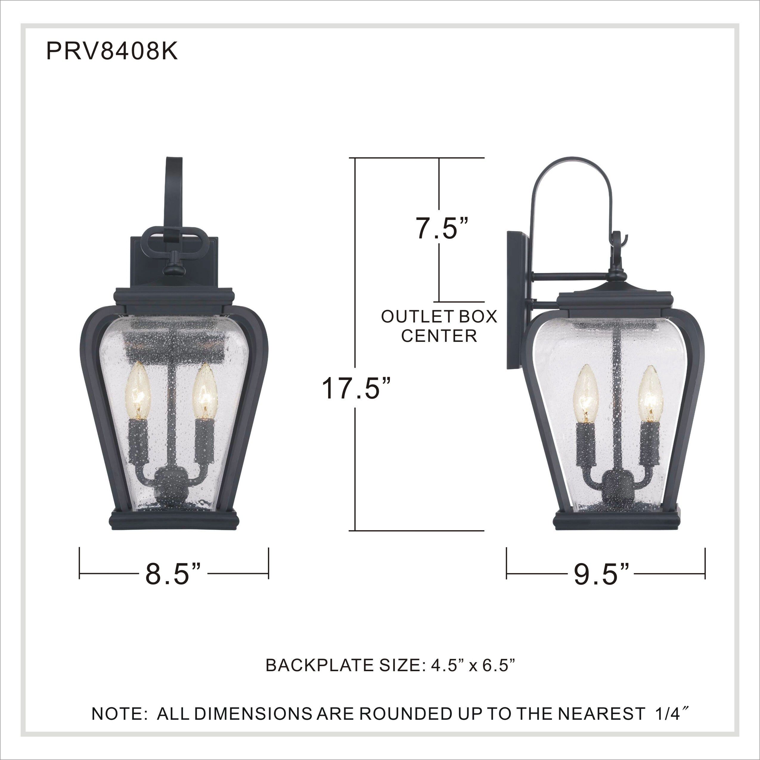 Province 2 Light 18 inch Mystic Black Outdoor Wall Lantern