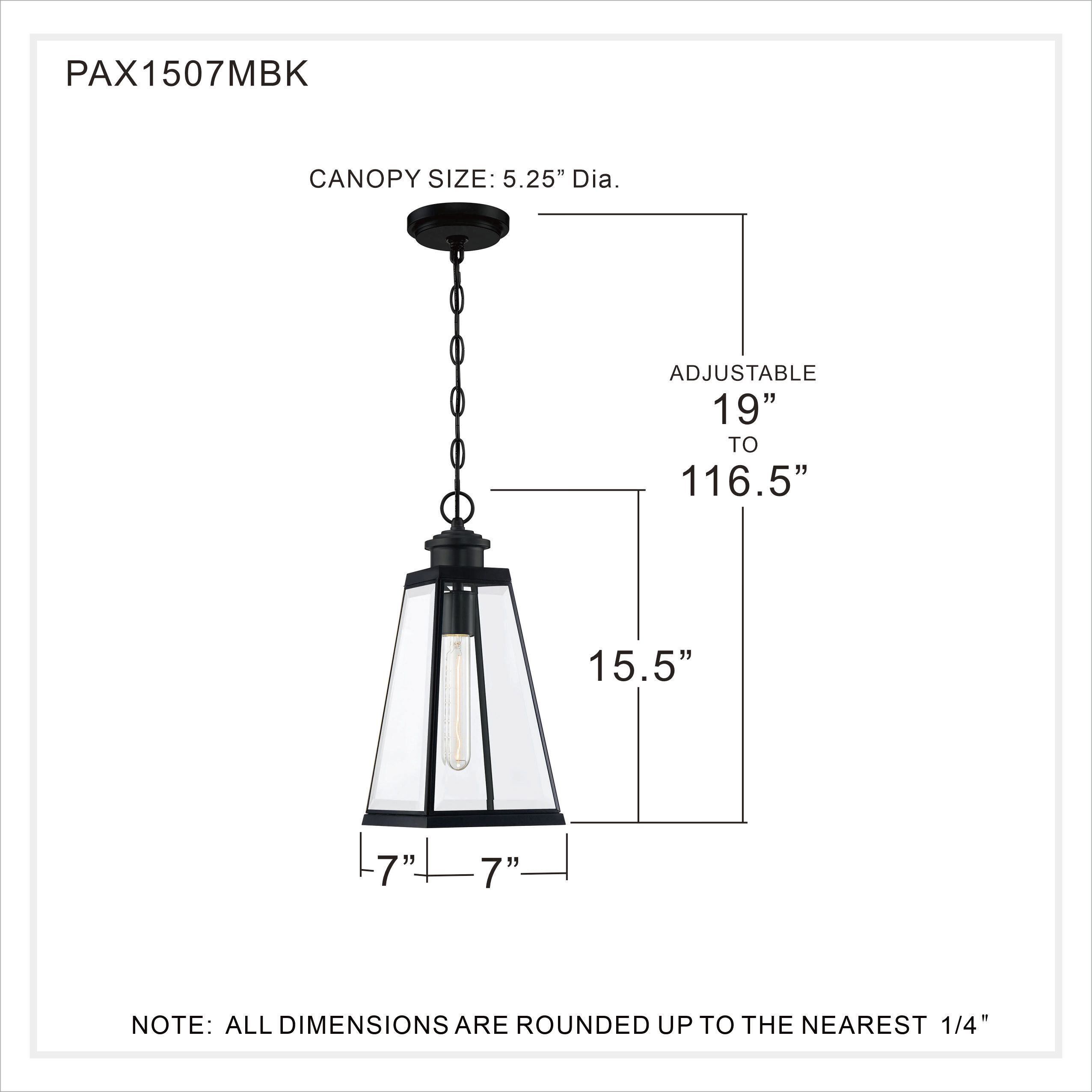 Paxton 1 Light 7 inch Matte Black Mini Pendant Ceiling Light, Small