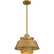 Lumi 1 Light 14 inch Brushed Weathered Brass Pendant Ceiling Light