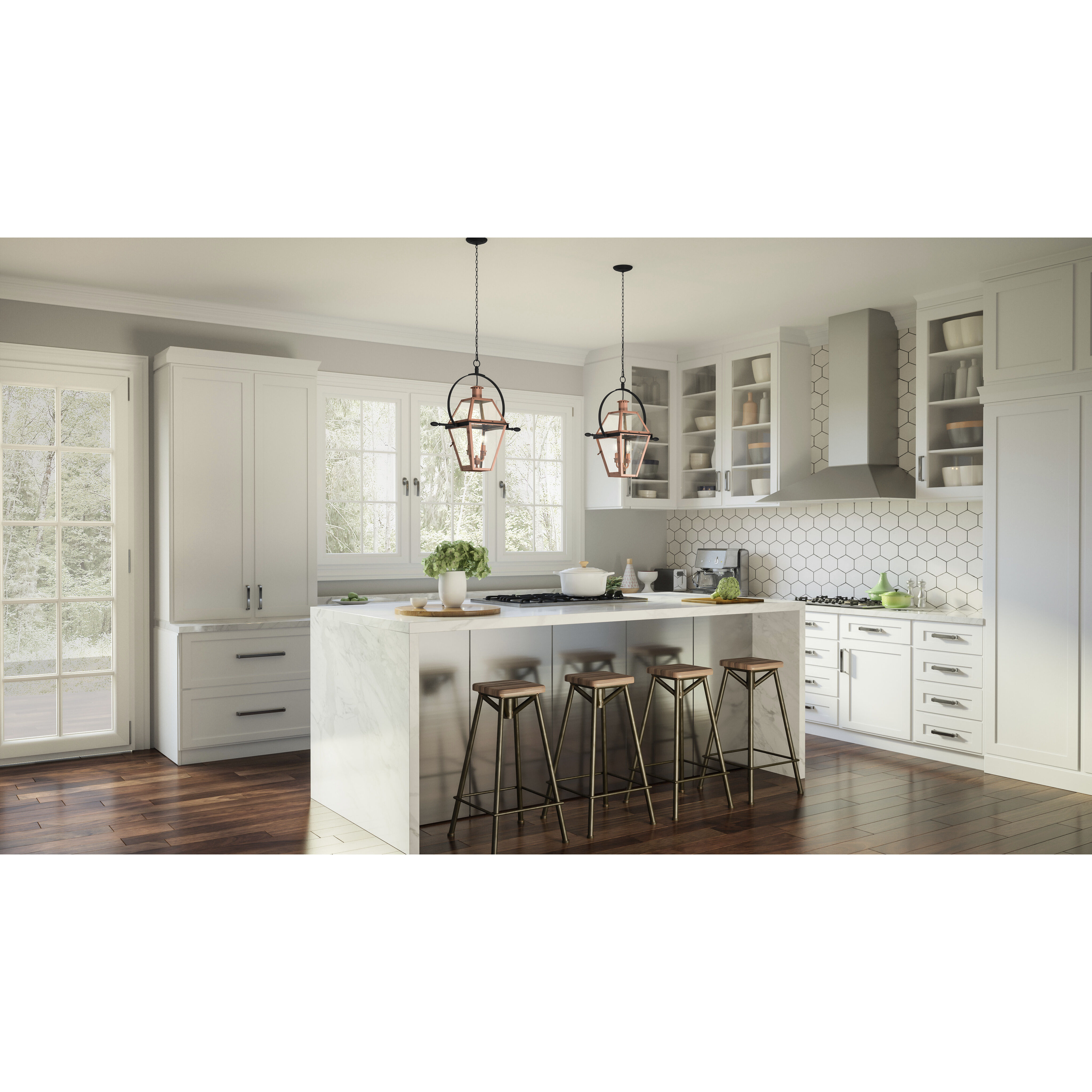 Rue De Royal 2 Light 21 inch Aged Copper Pendant Ceiling Light