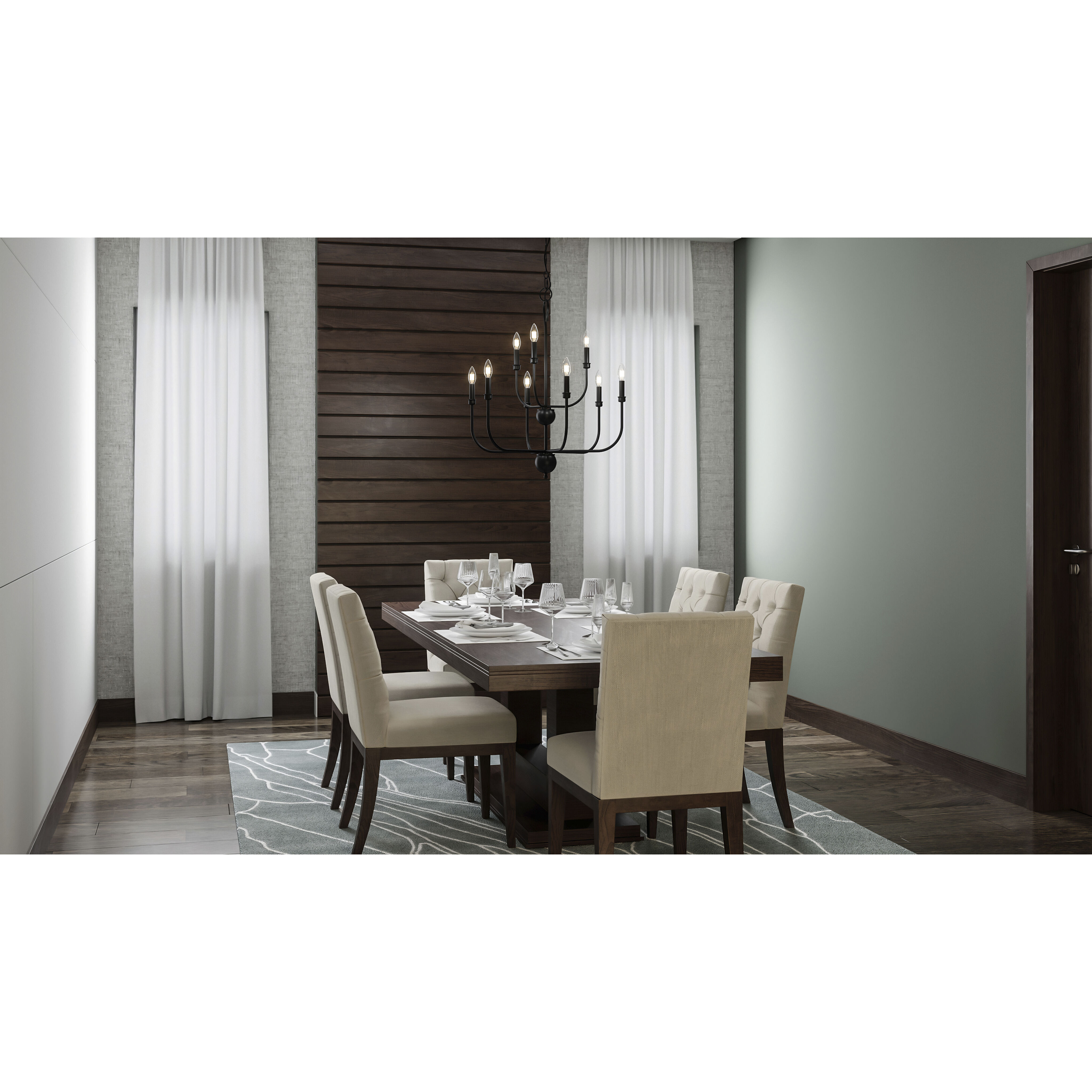 Blanche 9 Light 27 inch Matte Black Chandelier Ceiling Light