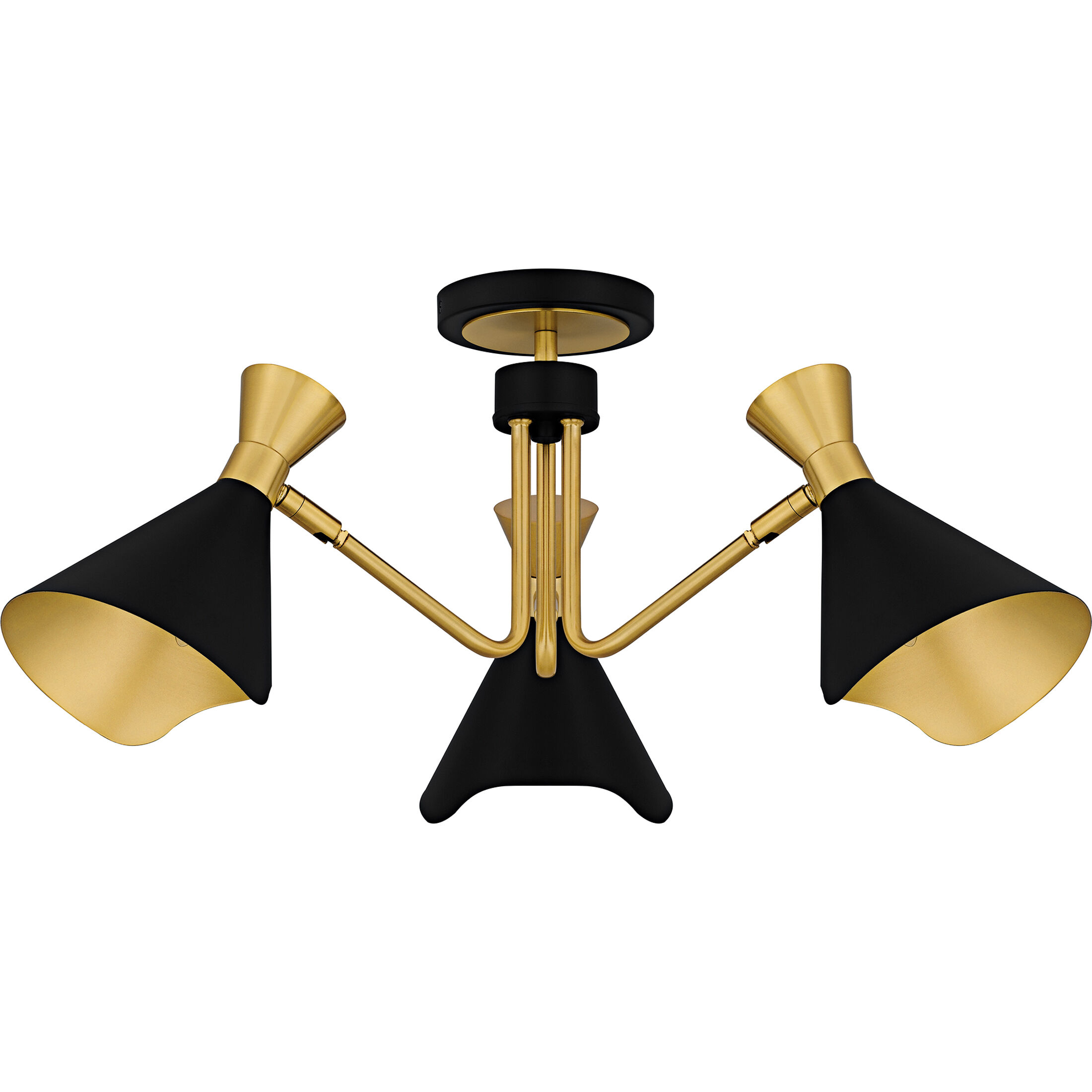 Arden 3 Light 26 inch Matte Black Semi-Flush Mount Ceiling Light, Large