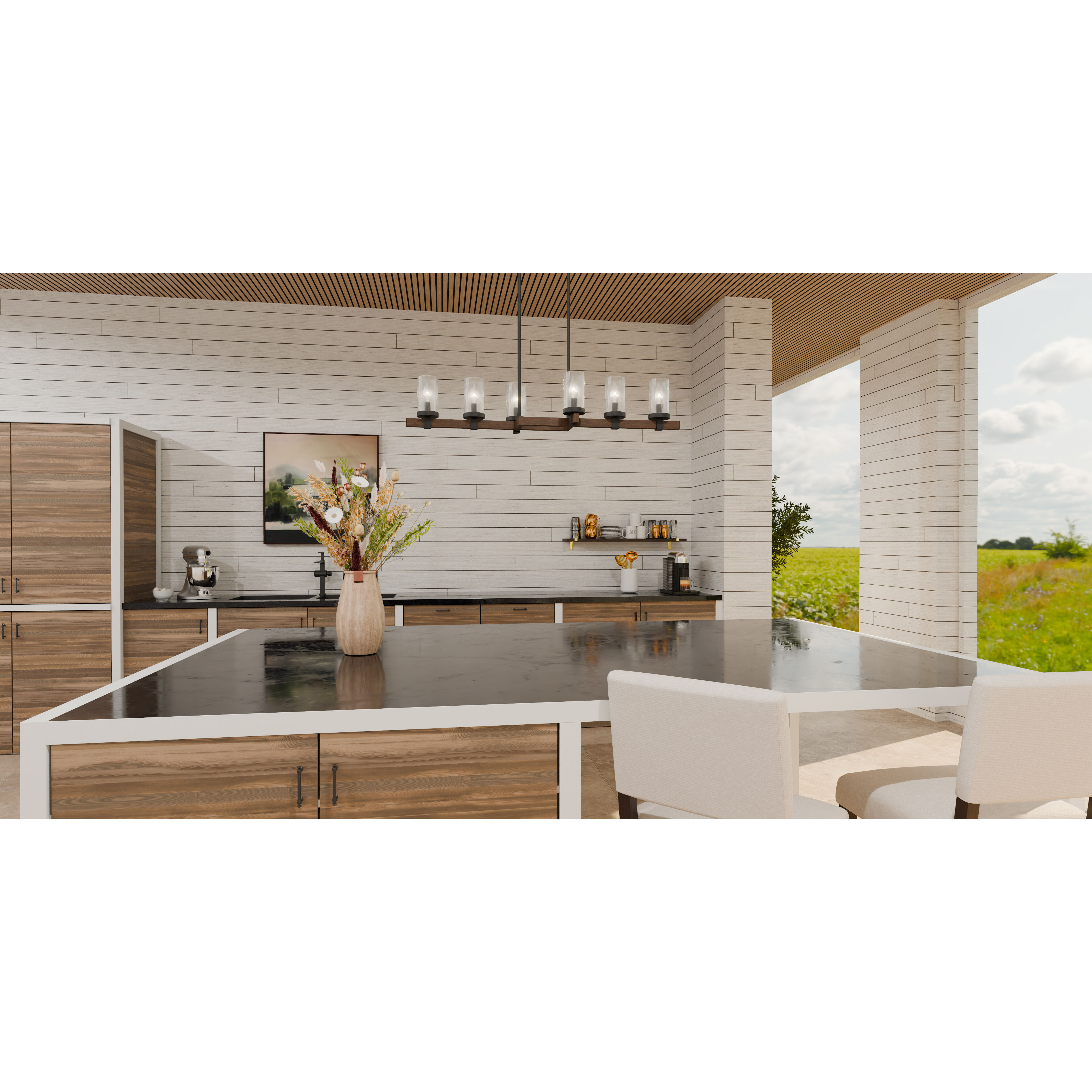 Tuthill 6 Light 38 inch Matte Black Island Light Ceiling Light