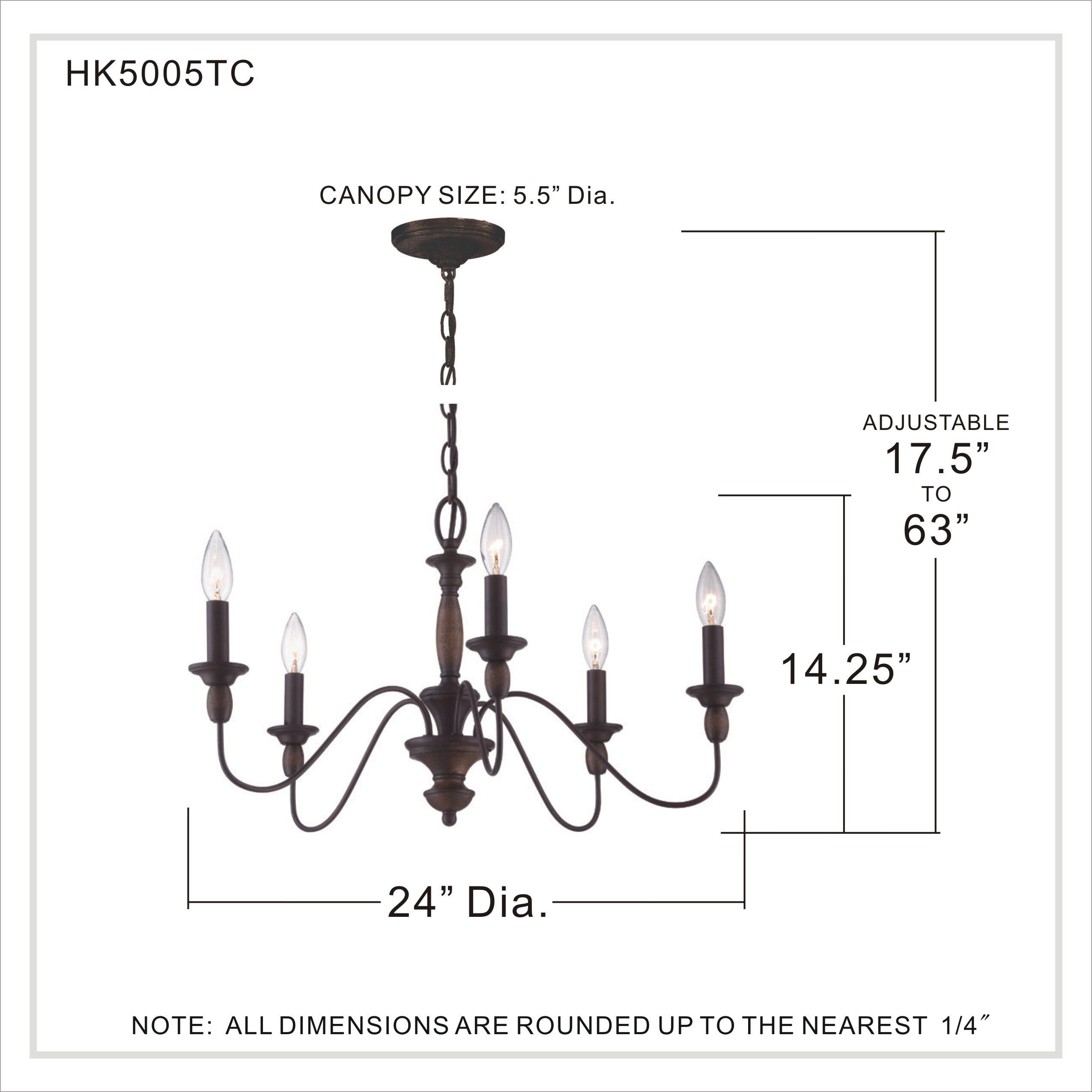 Holbrook 5 Light 24 inch Tuscan Brown Chandelier Ceiling Light