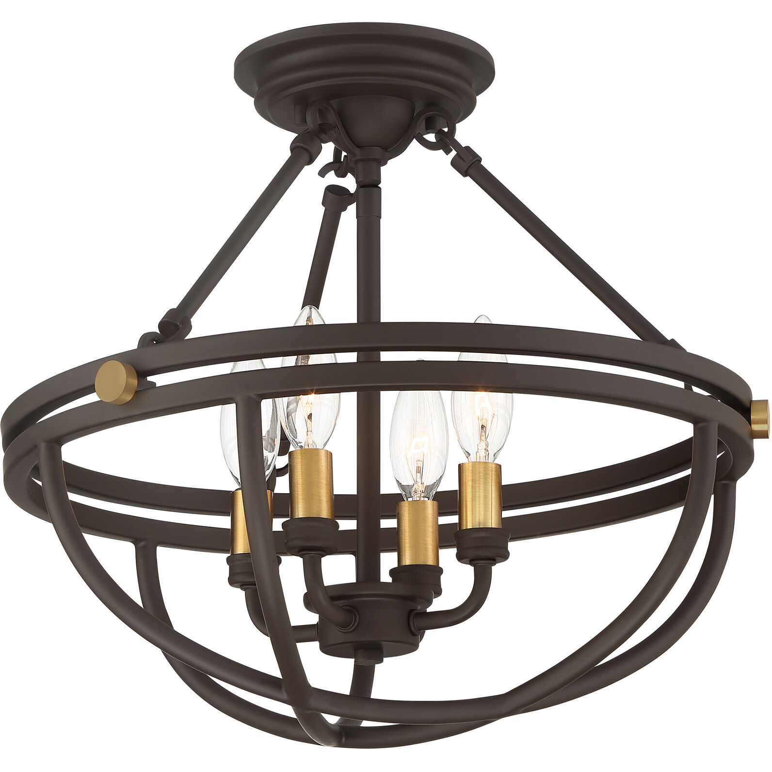 Sergeant 4 Light 16 inch Western Bronze Semi-Flush Mount Ceiling Light
