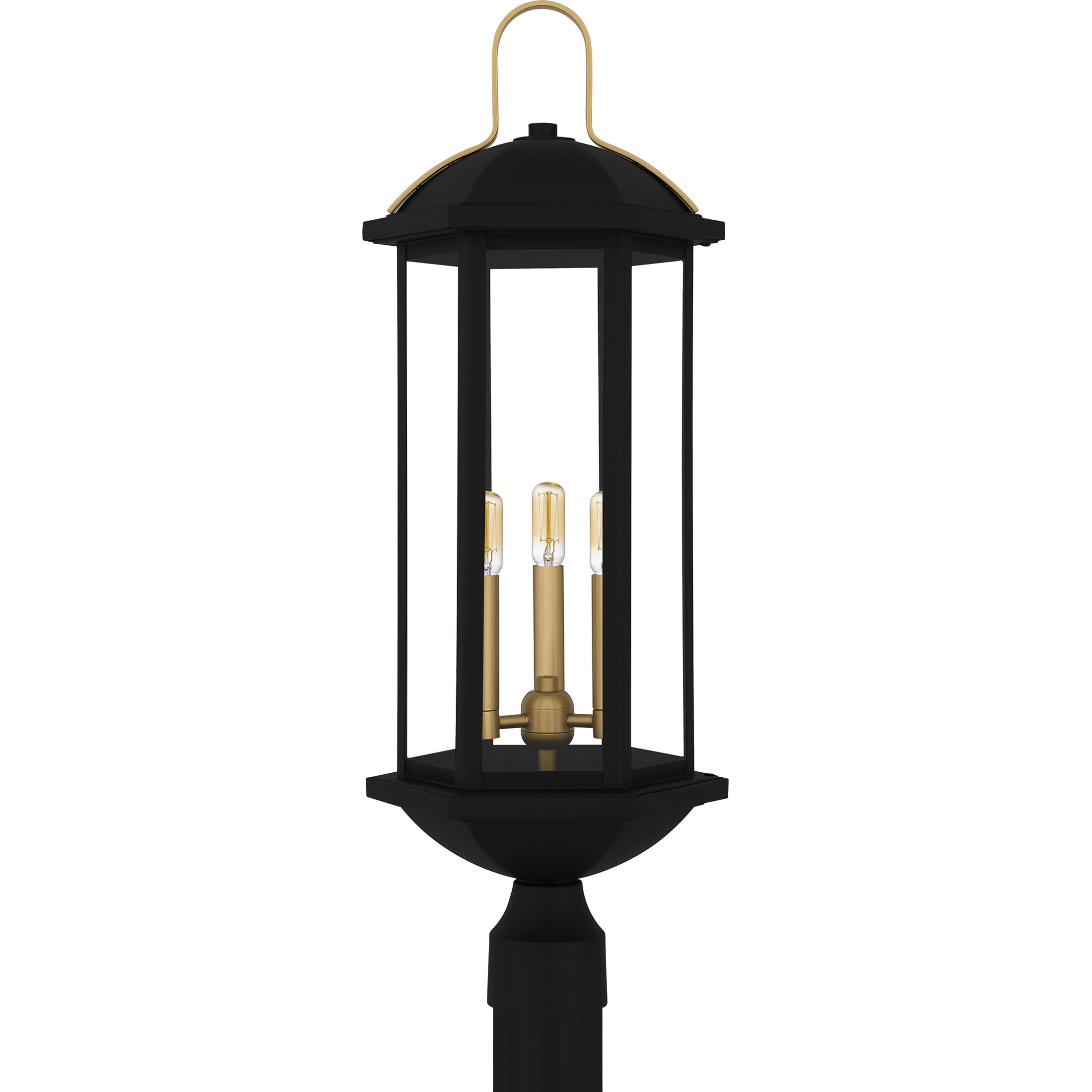 Crestfield 3 Light 28 inch Matte Black Outdoor Post Lantern, Large