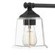 Nicholas 2 Light 15 inch Earth Black Bath Light Wall Light in Clear Glass