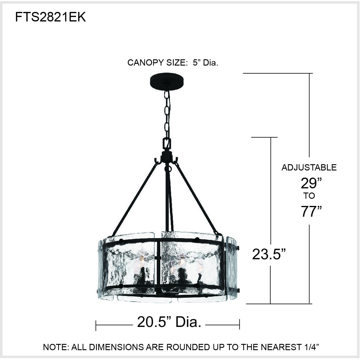 Fortress 5 Light 20.5 inch Earth Black Pendant Ceiling Light