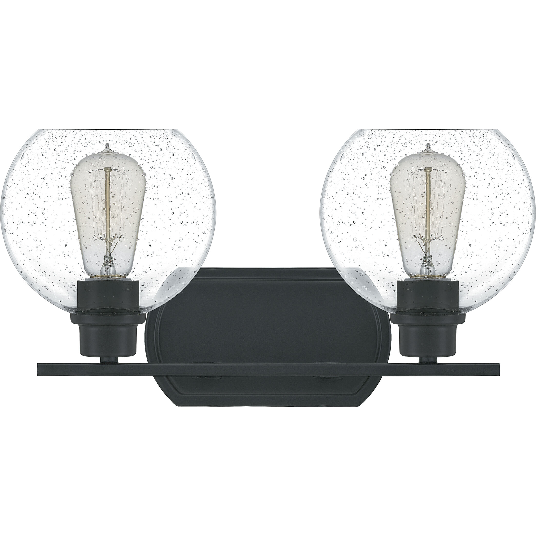 Pruitt 2 Light 16.5 inch Matte Black Bath Light Wall Light in Clear Seedy Glass