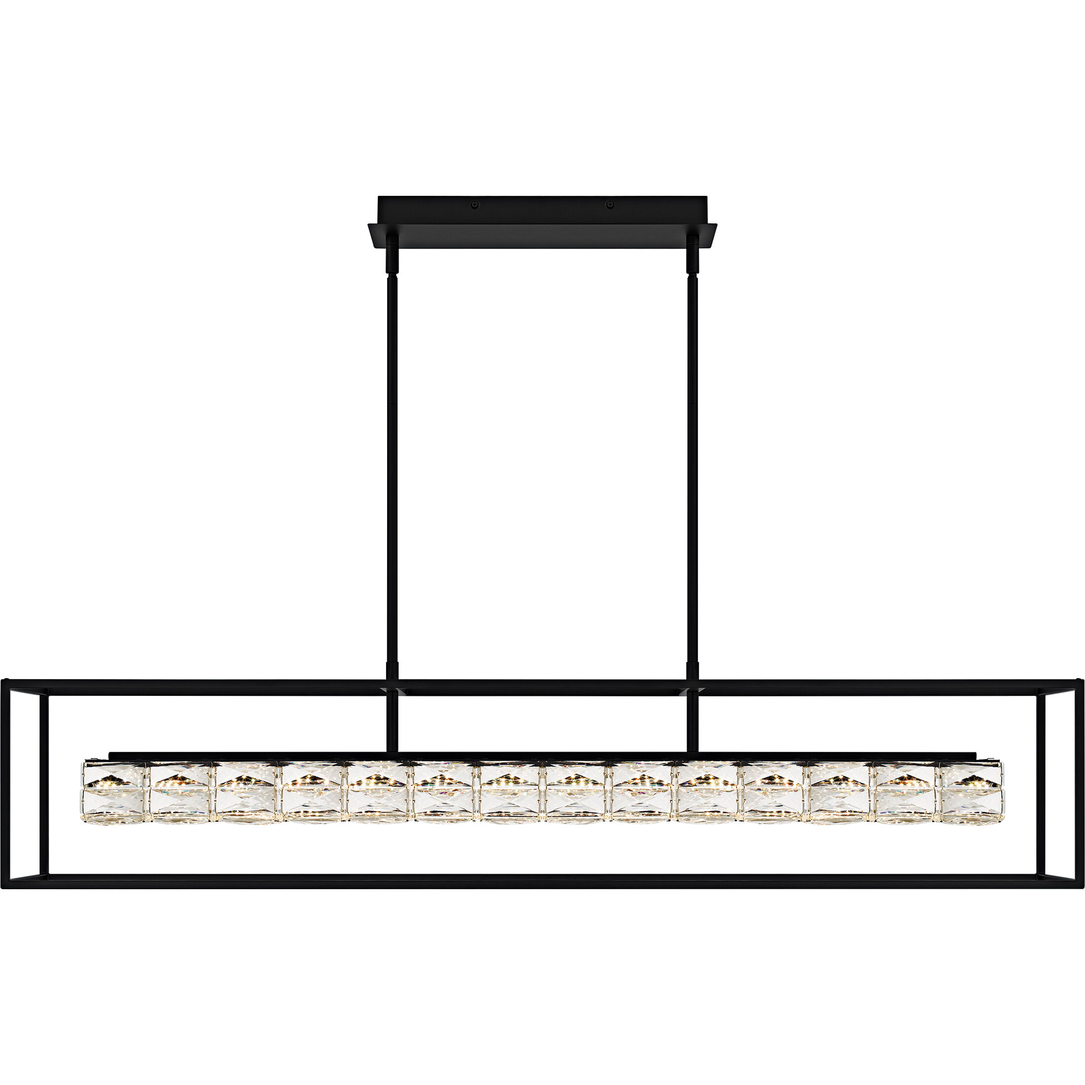 Dazzle LED 48 inch Matte Black Linear Chandelier Ceiling Light, Large