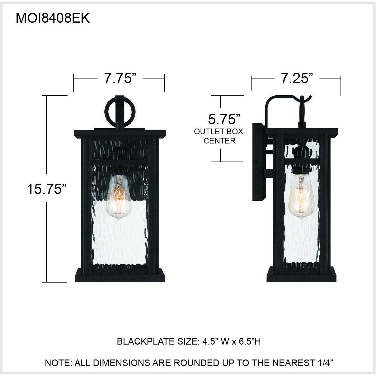 Quoizel MOI8408EK Moira 1 Light 16 inch Earth Black Outdoor