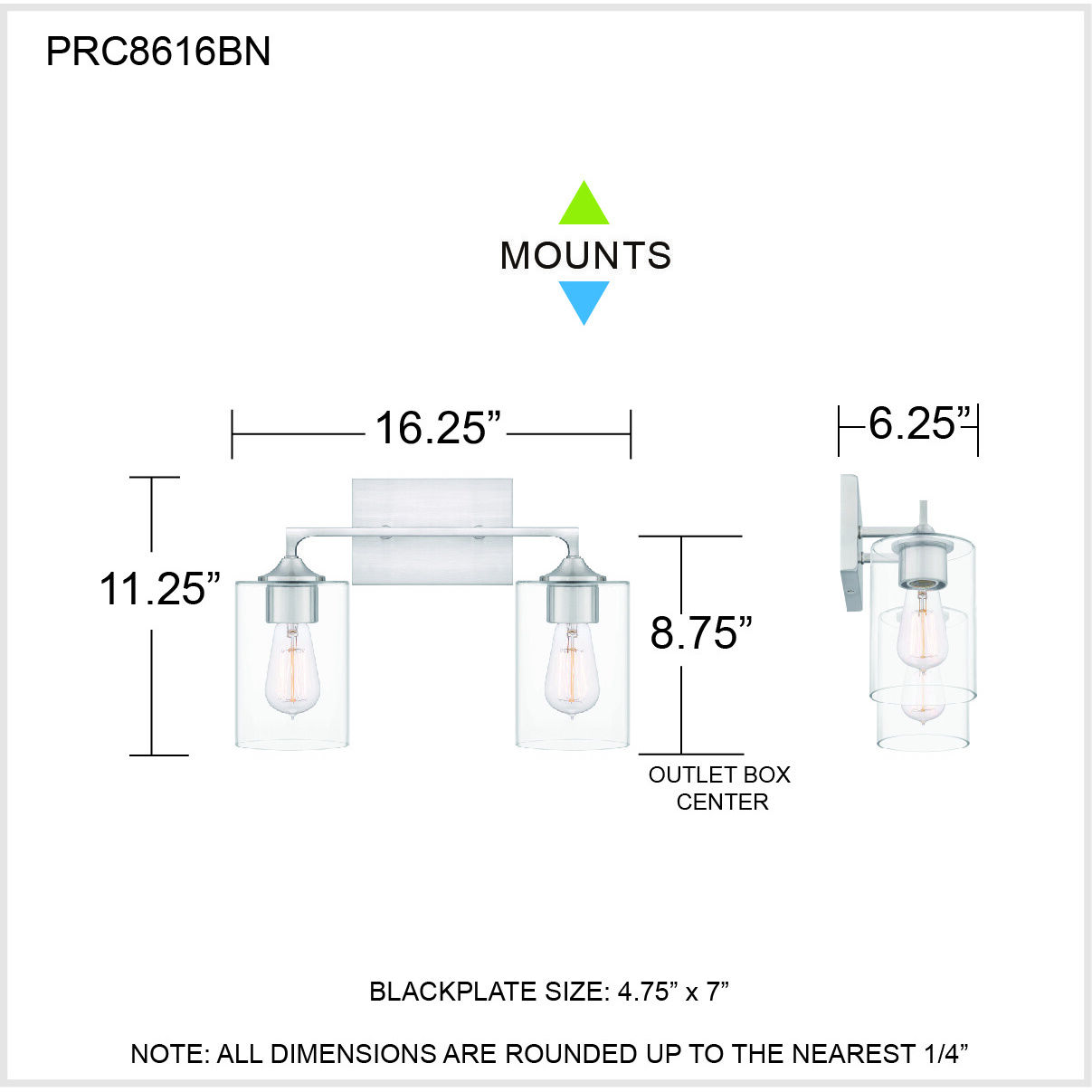 Prescott 2 Light 16 inch Brushed Nickel Bath Light Wall Light, Medium