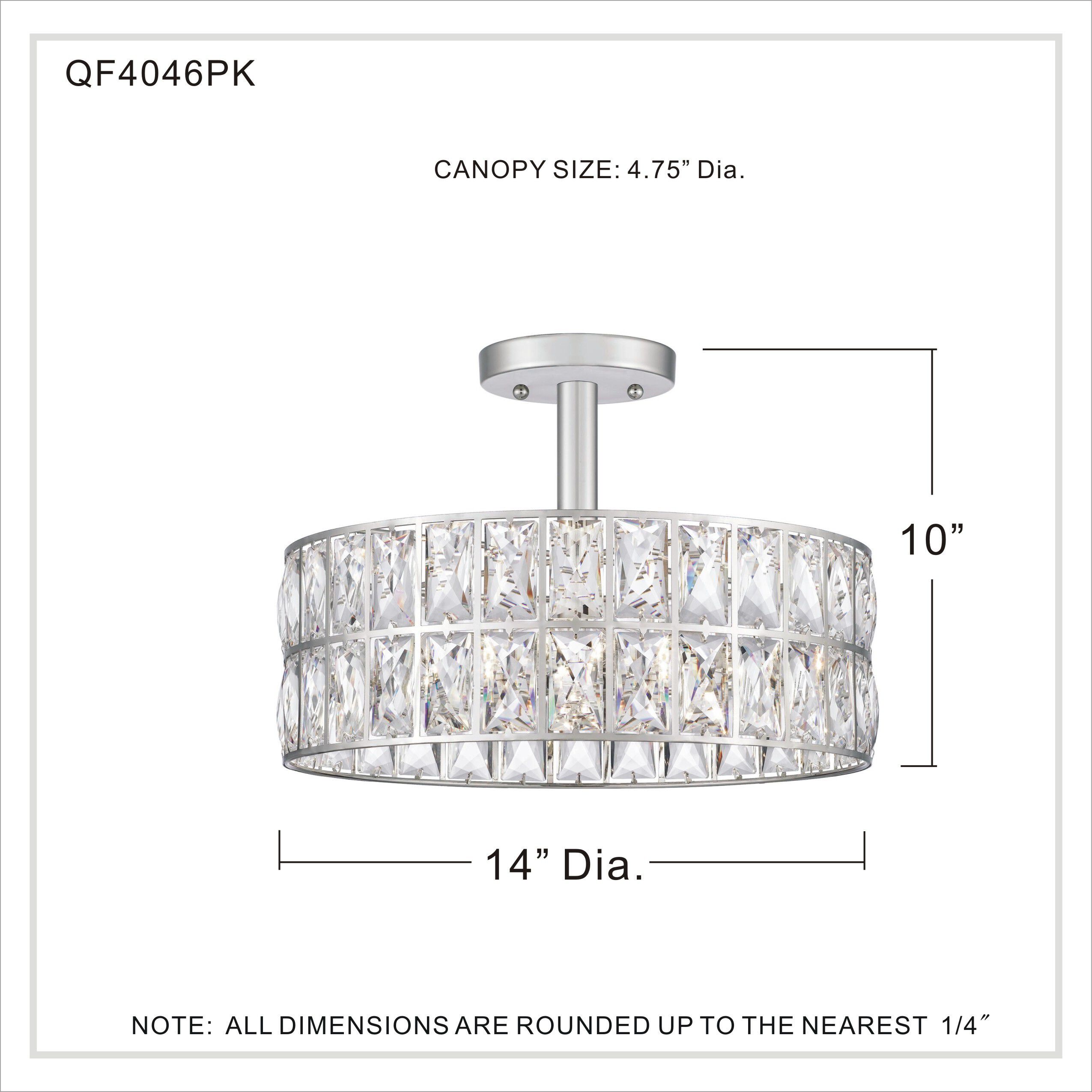 Coffman 3 Light 14 inch Polished Nickel Semi-Flush Mount Ceiling Light