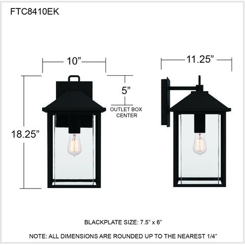 Fletcher 1 Light 18 inch Earth Black Outdoor Wall Lantern