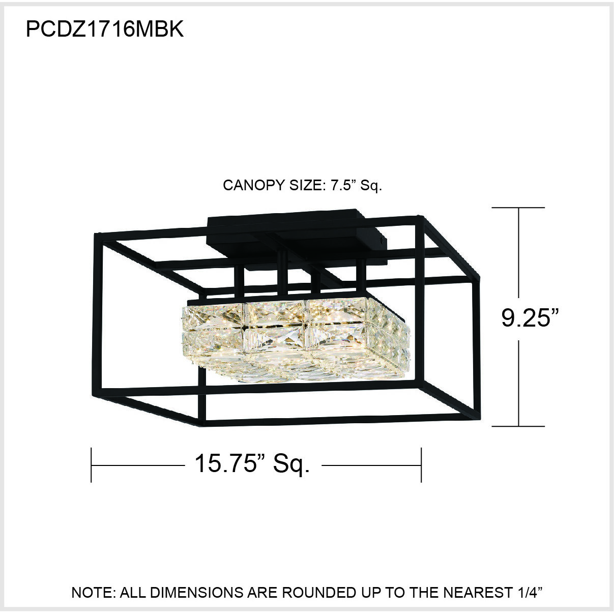 Quoizel PCDZ1716MBK Dazzle LED 16 inch Matte Black Semi-Flush