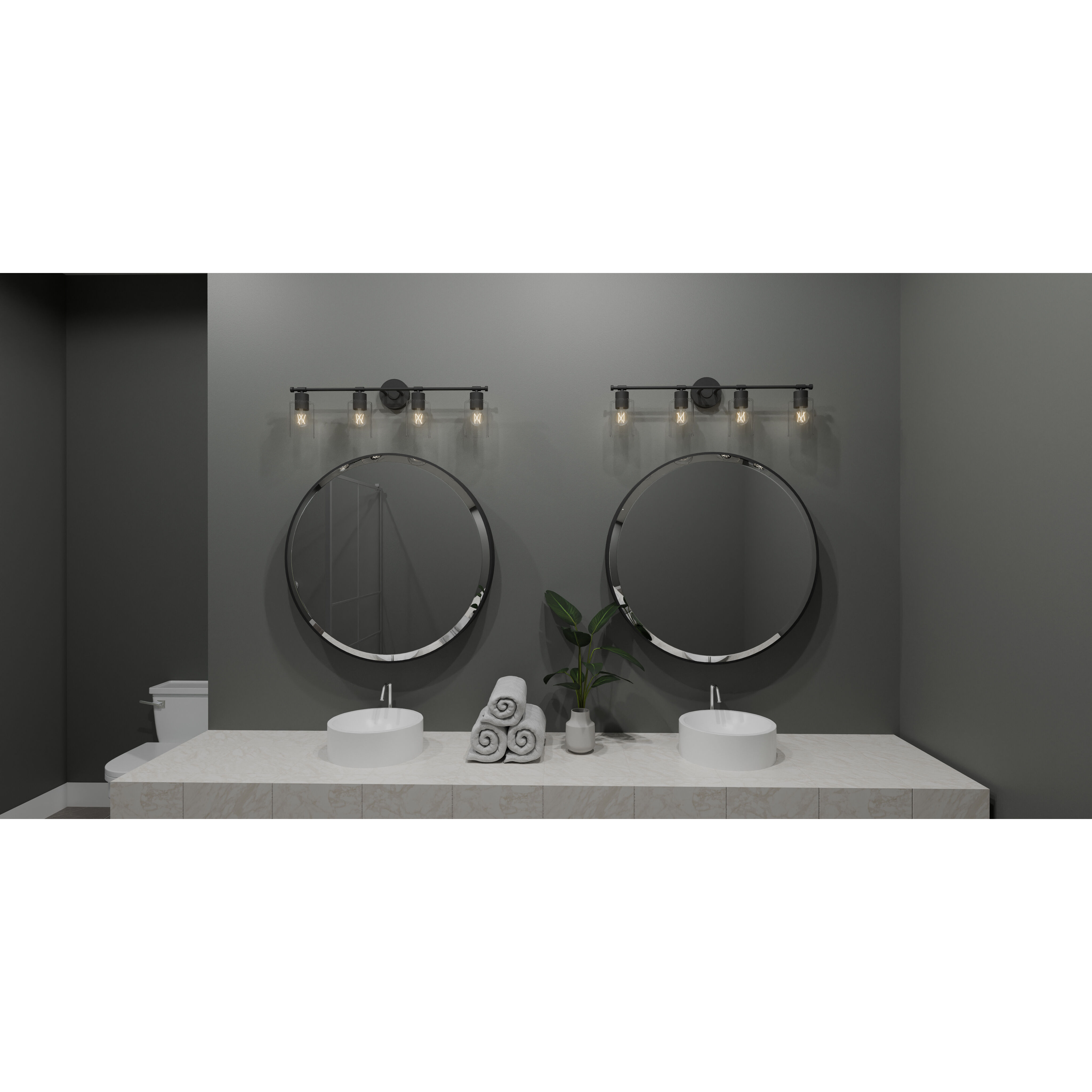Caputo 4 Light 32.5 inch Matte Black Bath Light Wall Light, Extra Large