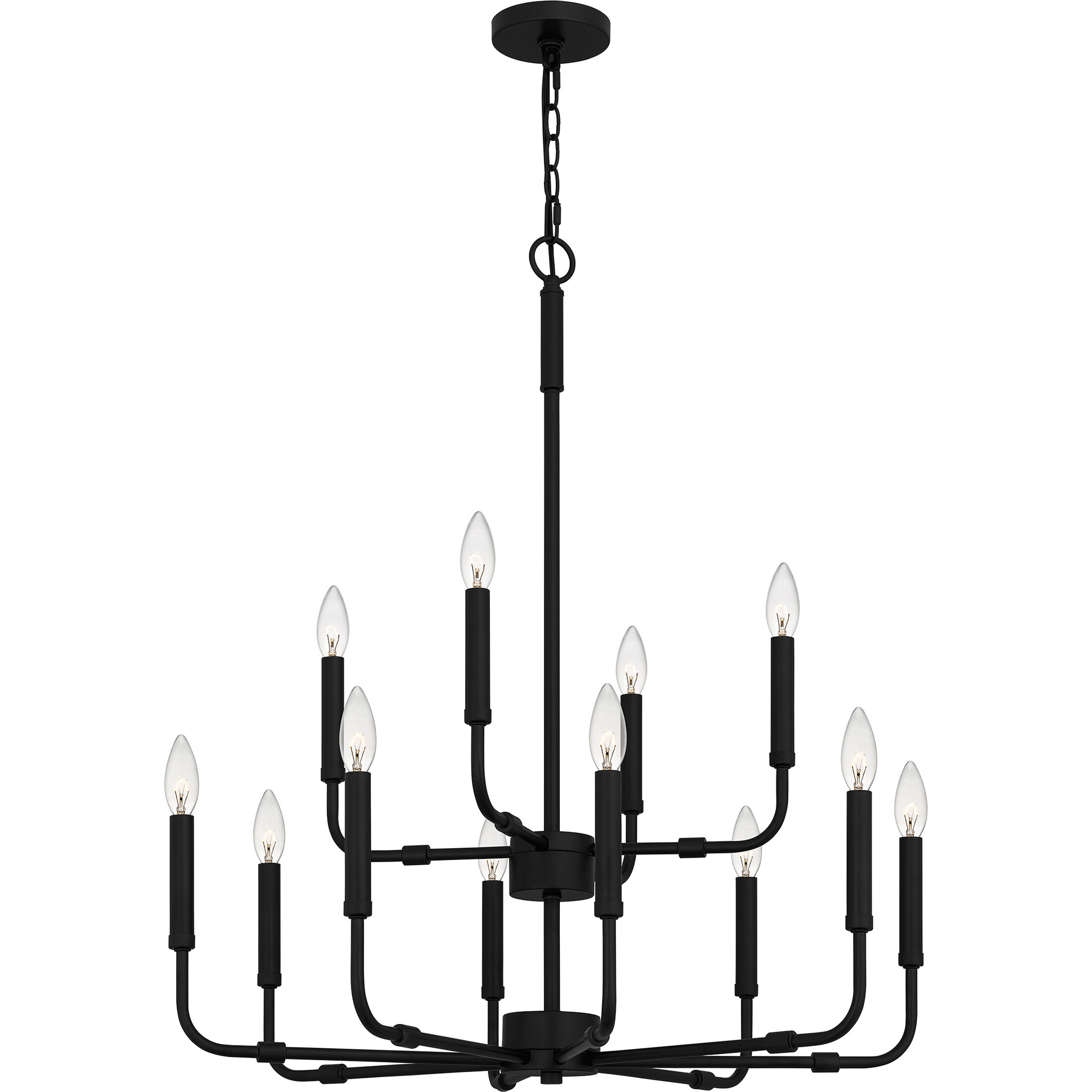 Abner 12 Light 28 inch Matte Black Chandelier Ceiling Light