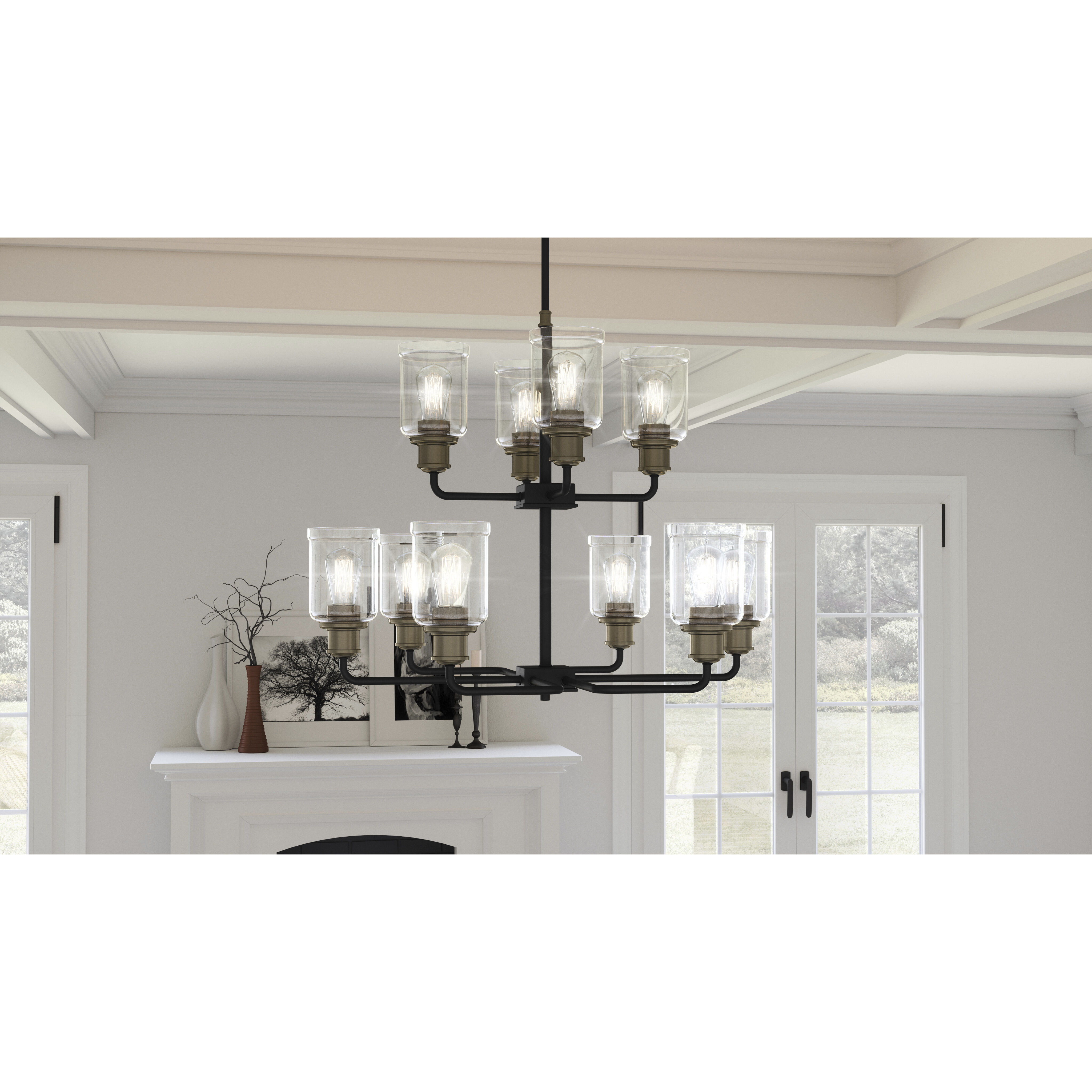 Cox 10 Light 30 inch Matte Black Chandelier Ceiling Light