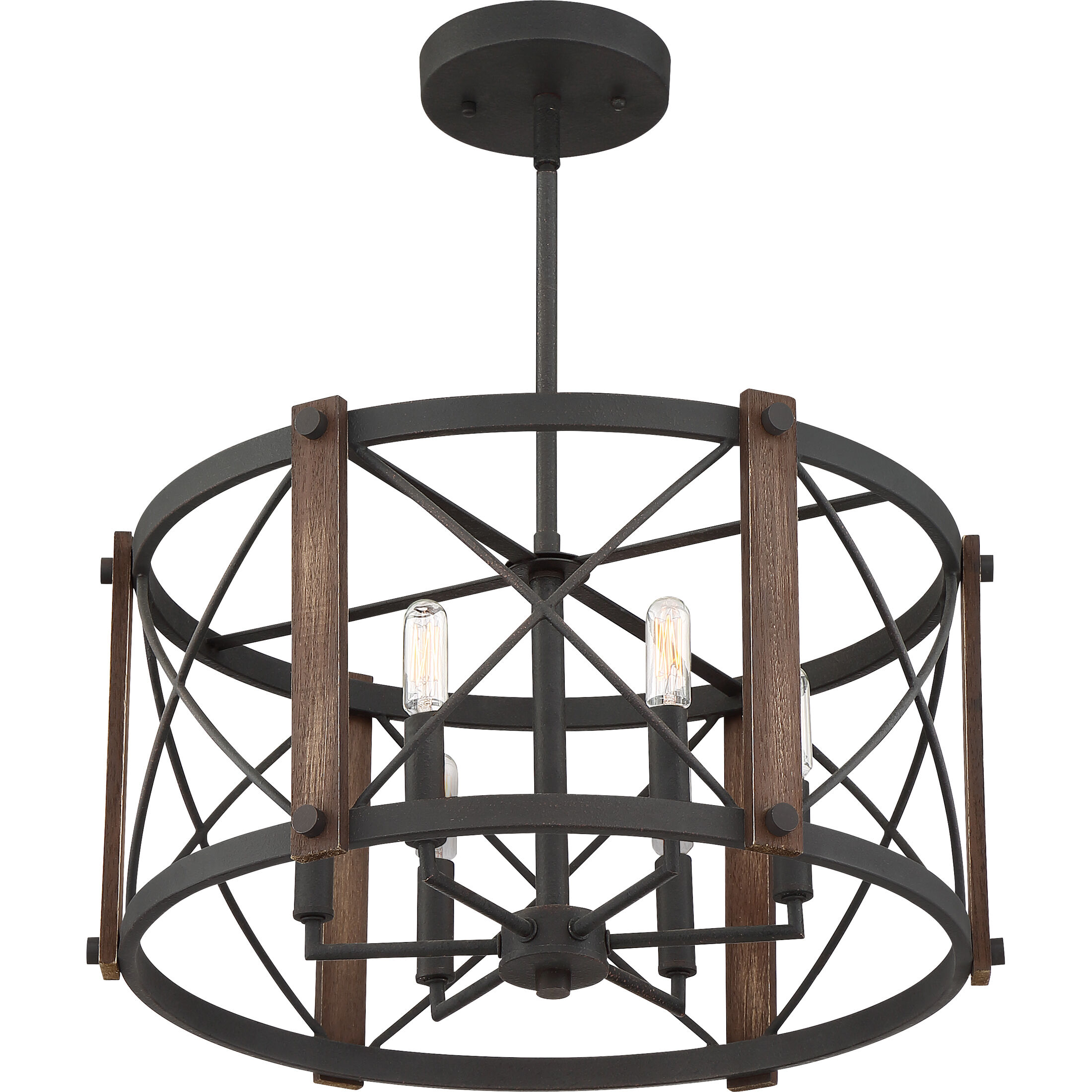 Baron 6 Light 20 inch Marcado Black Semi-Flush Mount Ceiling Light